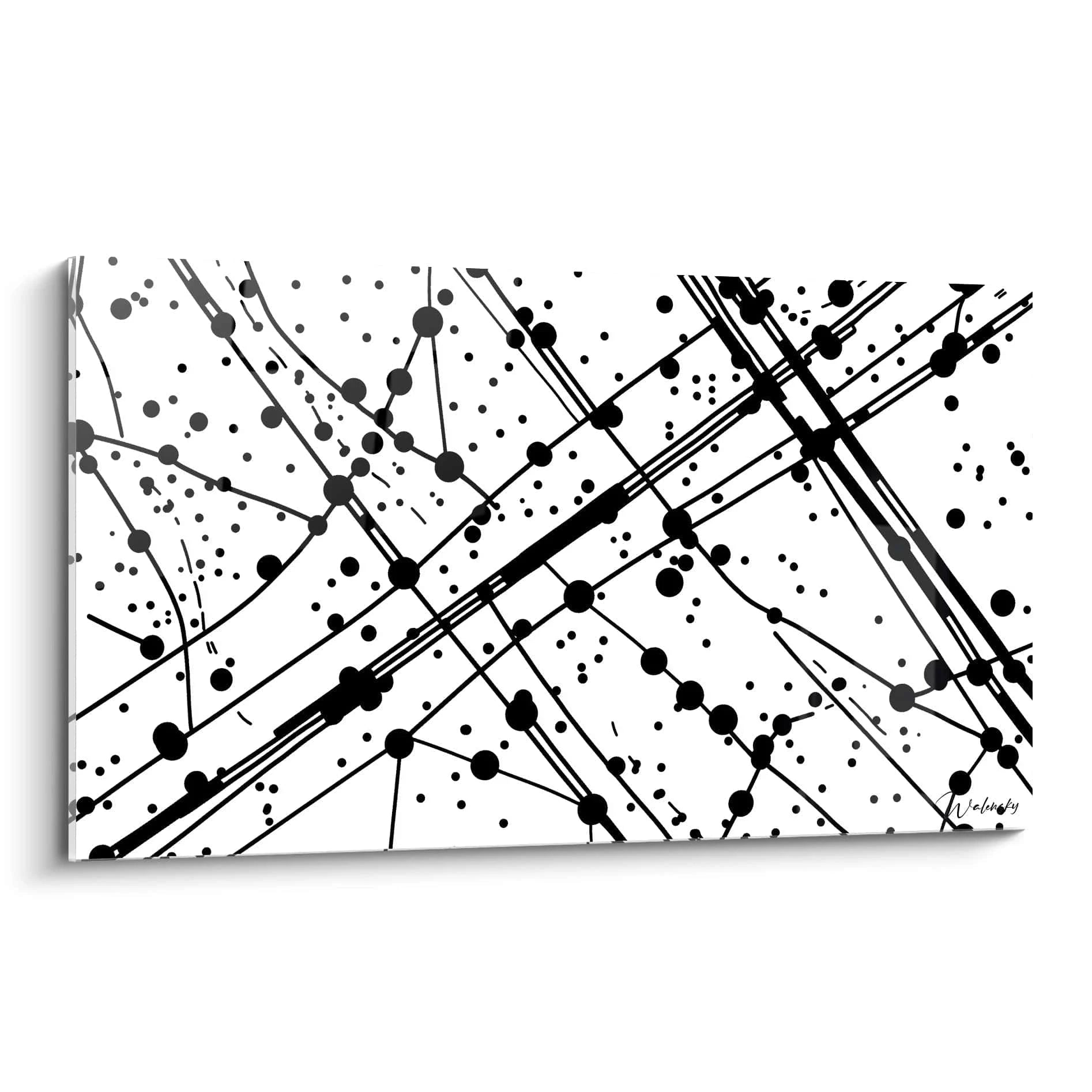 Tableau tacheté noir et blanc de Walensky avec des motifs artistiques modernes