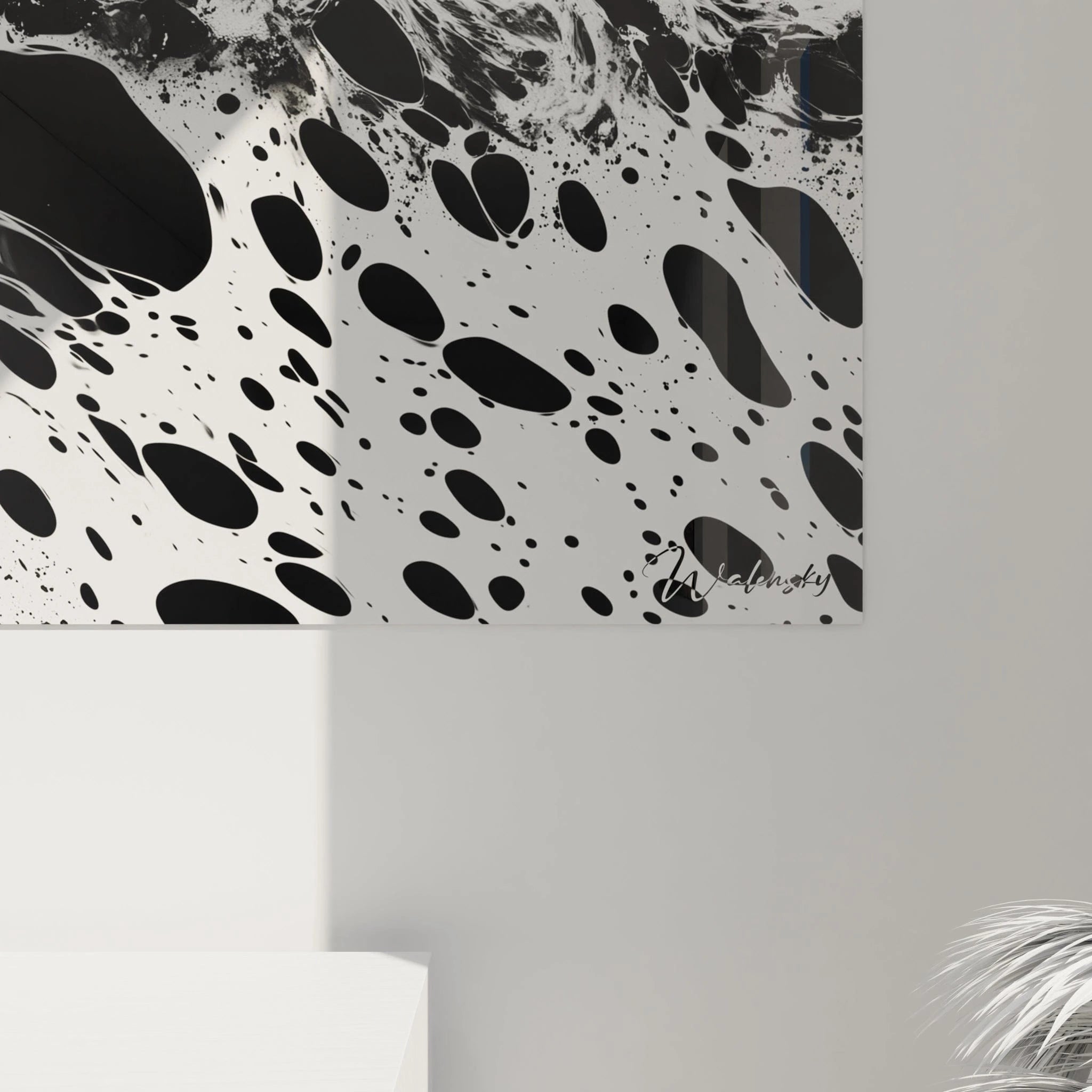 Tableau moderne tacheté noir et blanc de Walensky pour décoration intérieure élégante