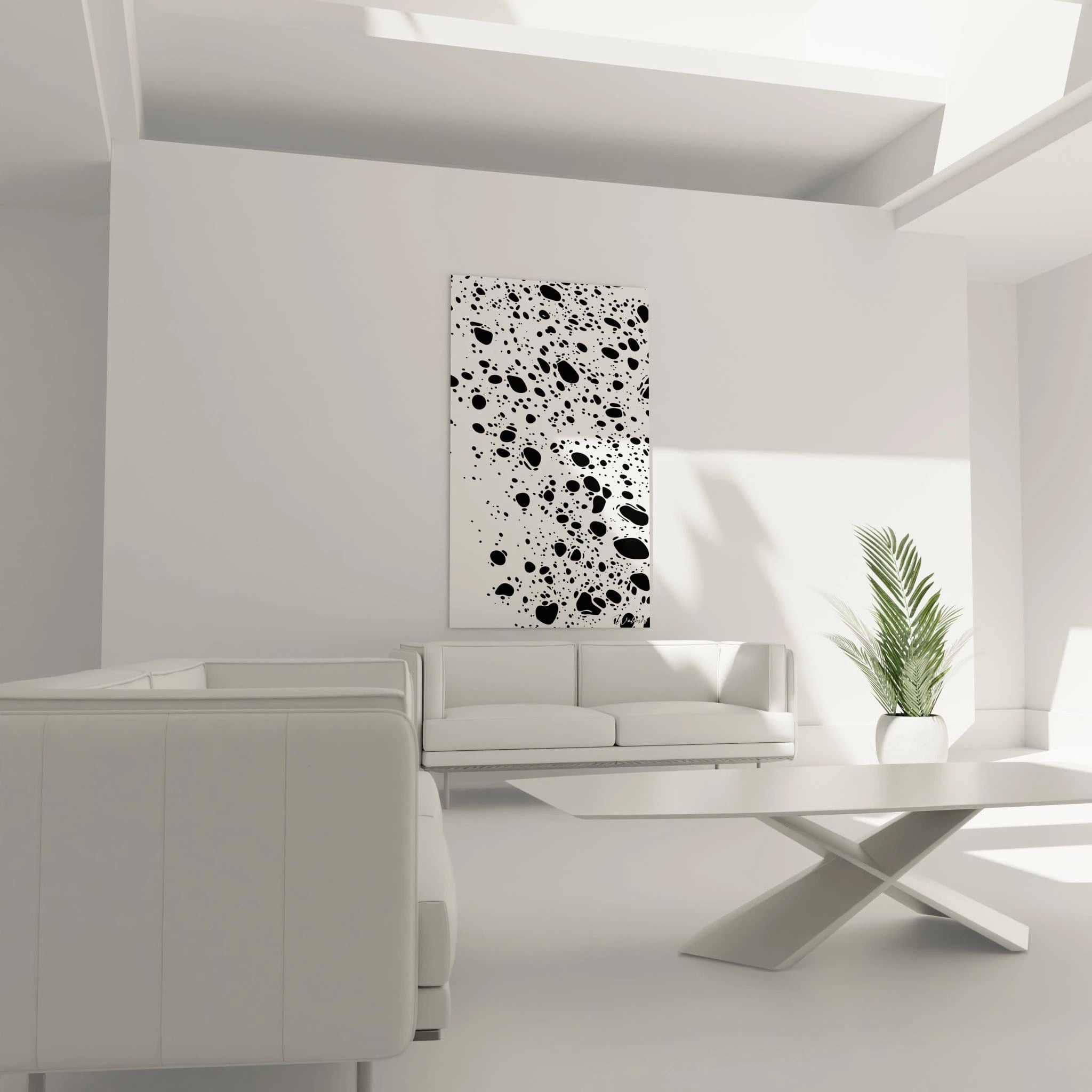 Tableau tacheté noir et blanc de Walensky, parfait pour décorer un intérieur moderne