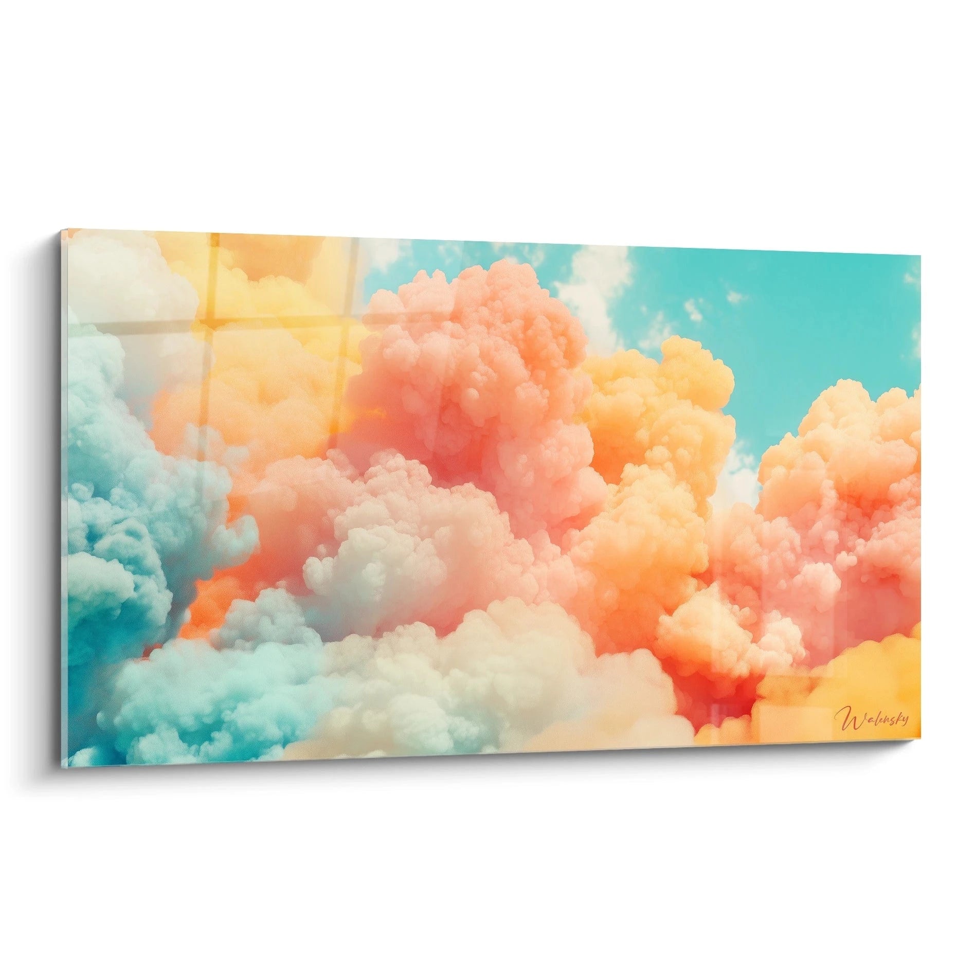 Tableau expressionniste abstrait Walensky avec des nuages colorés dans des tons pastel