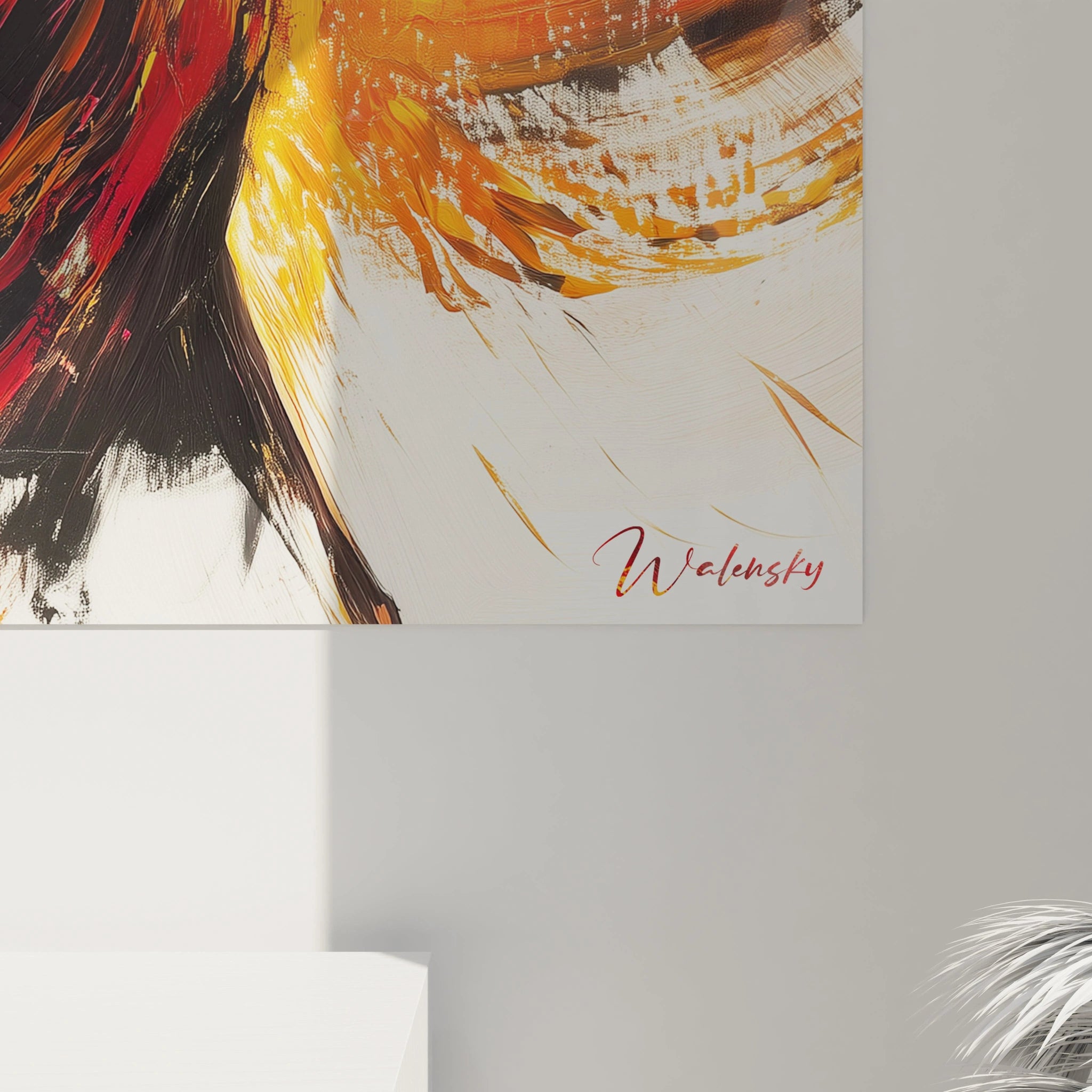 Tableau abstrait d'une danseuse en mouvement aux couleurs vives par Walensky