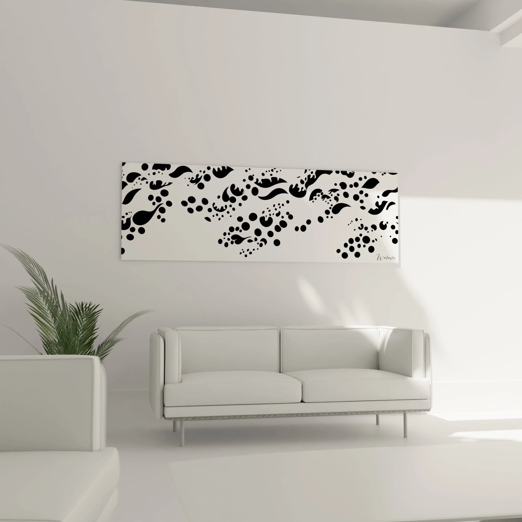 Tableau tacheté noir et blanc Walensky pour décoration murale contemporaine