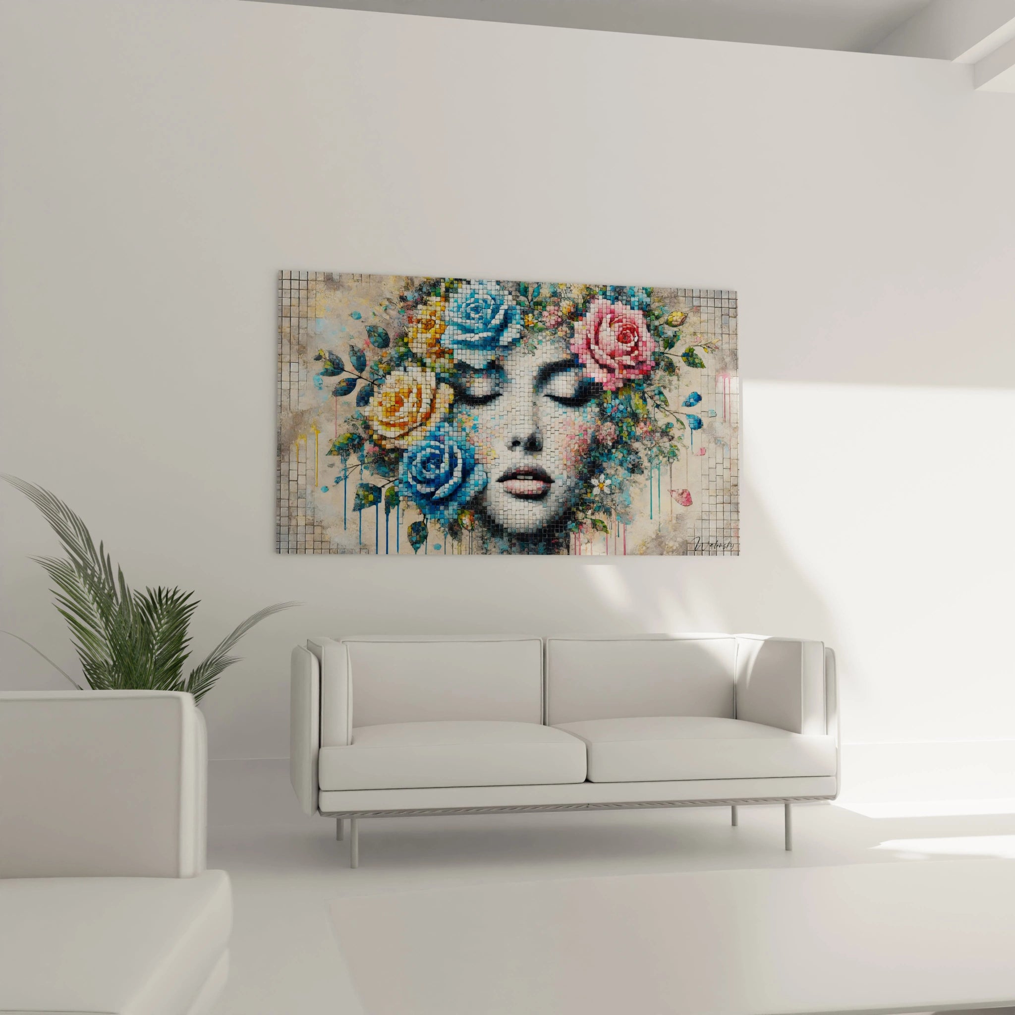 Sublimez votre salon avec ce tableau Mosaique au-dessus de votre canape. Une symbiose de couleurs et d'emotions qui transformera votre espace en un veritable havre de paix.
