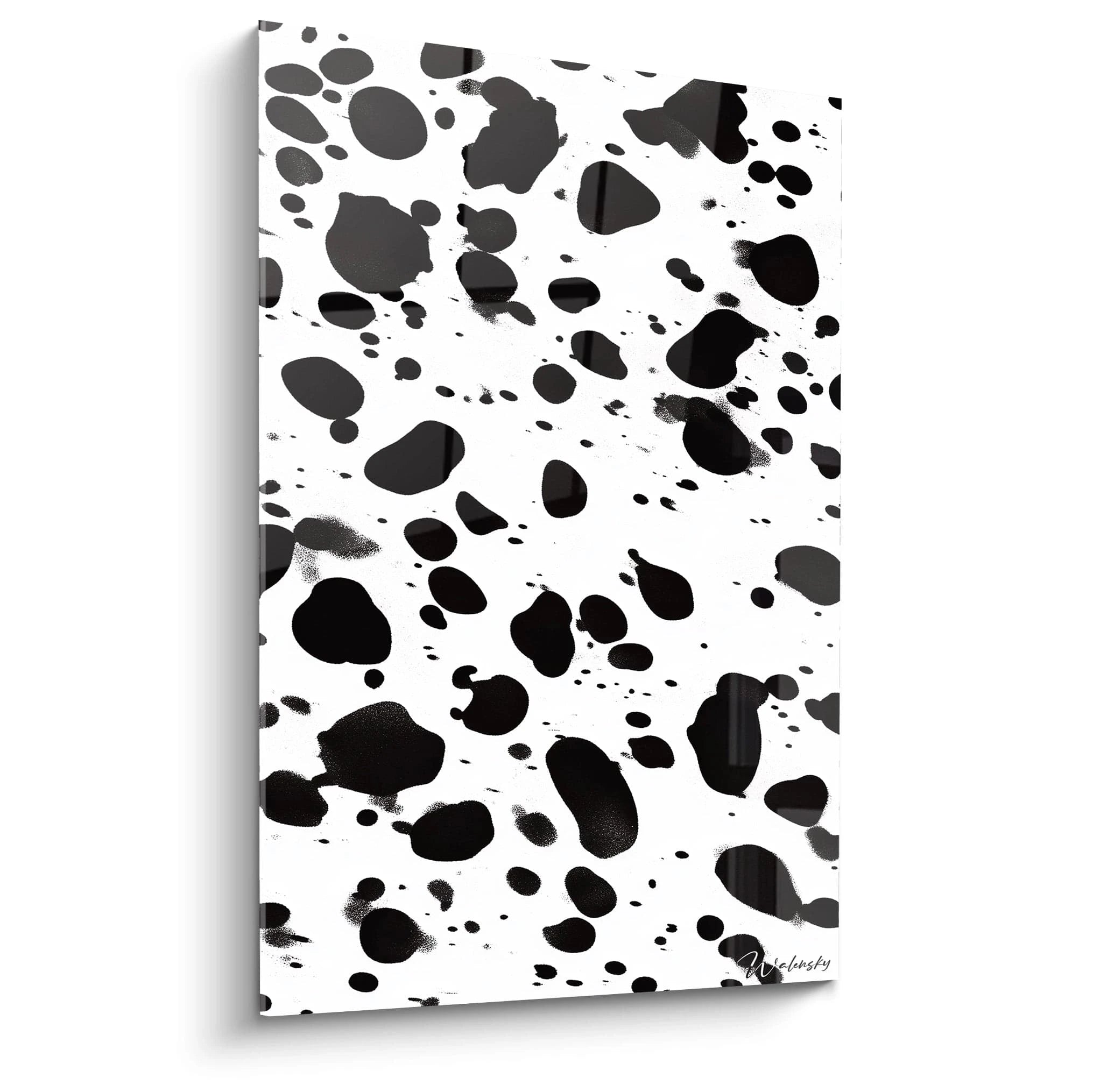 Tableau tacheté noir et blanc de Walensky avec des motifs éclaboussés modernes