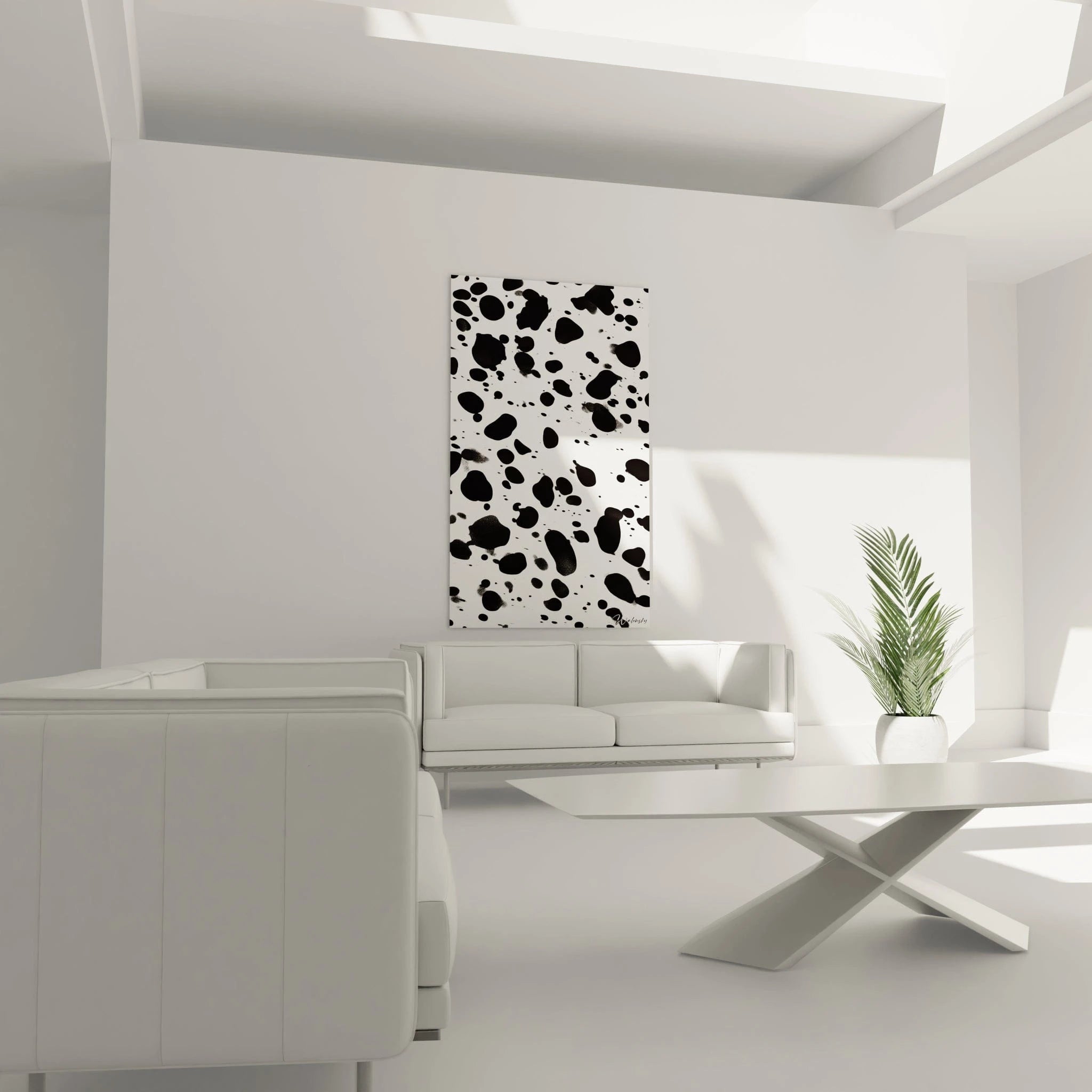 Tableau tacheté noir et blanc Walensky, art mural moderne pour décorer votre salon