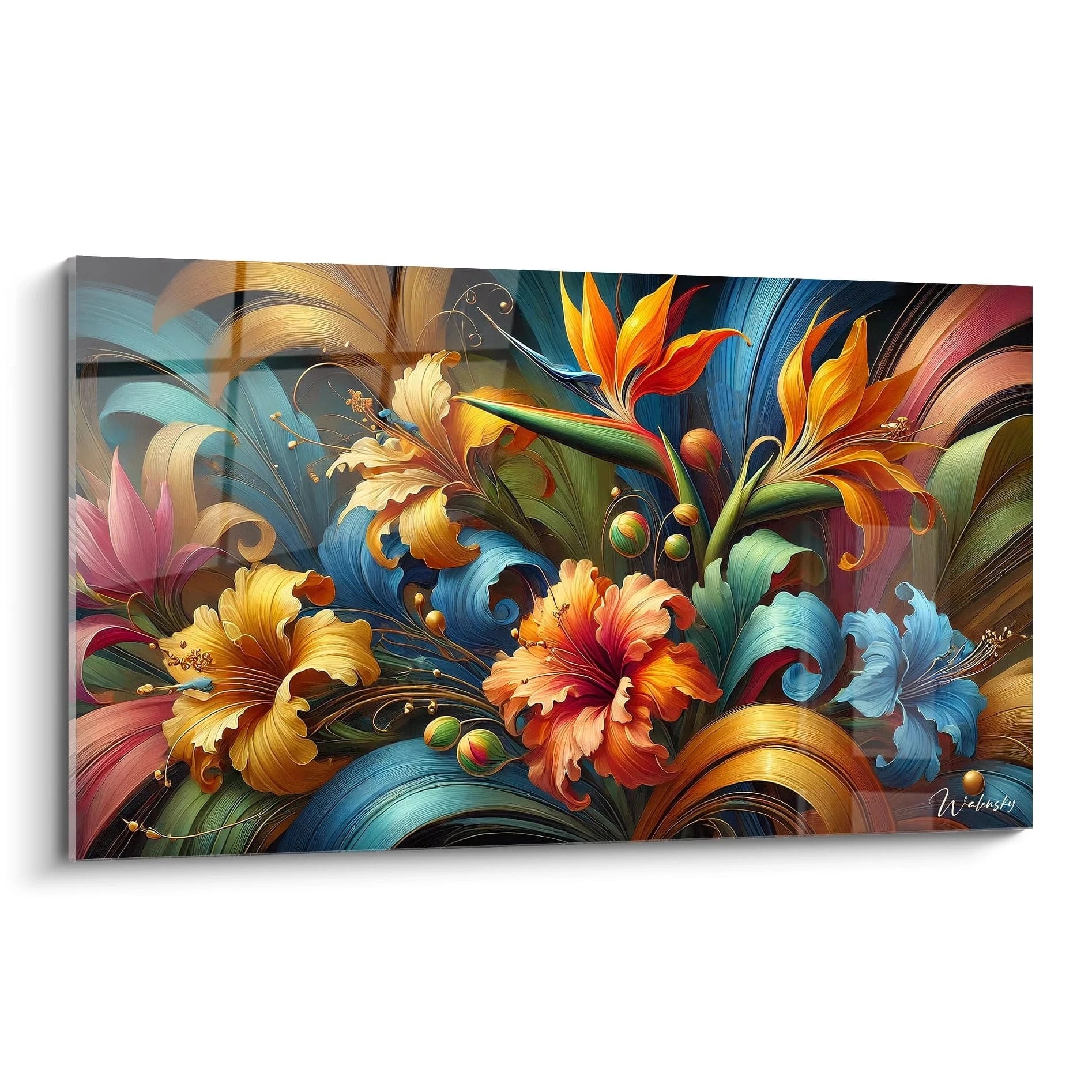 Ce tableau tropicales, vu de biais, évoque l'essence vibrante des tropiques. Chaque détail invite à explorer la beauté luxuriante de la nature, créant une atmosphère onirique.