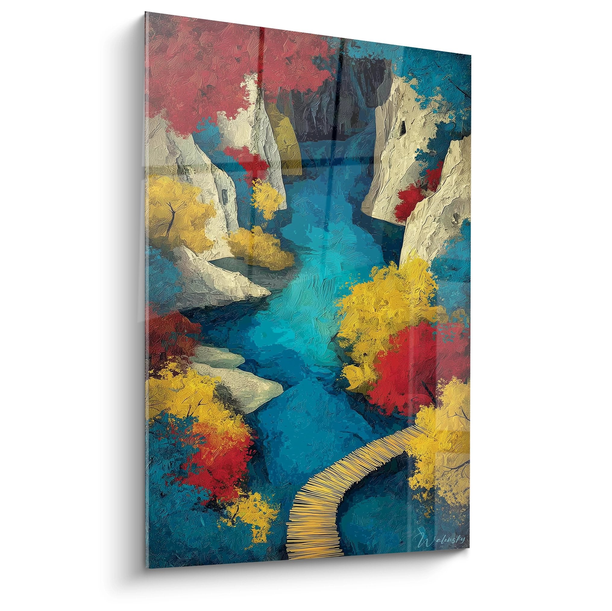 Tableau mural rivière turquoise abstraite canyon moderne décoration contemporaine