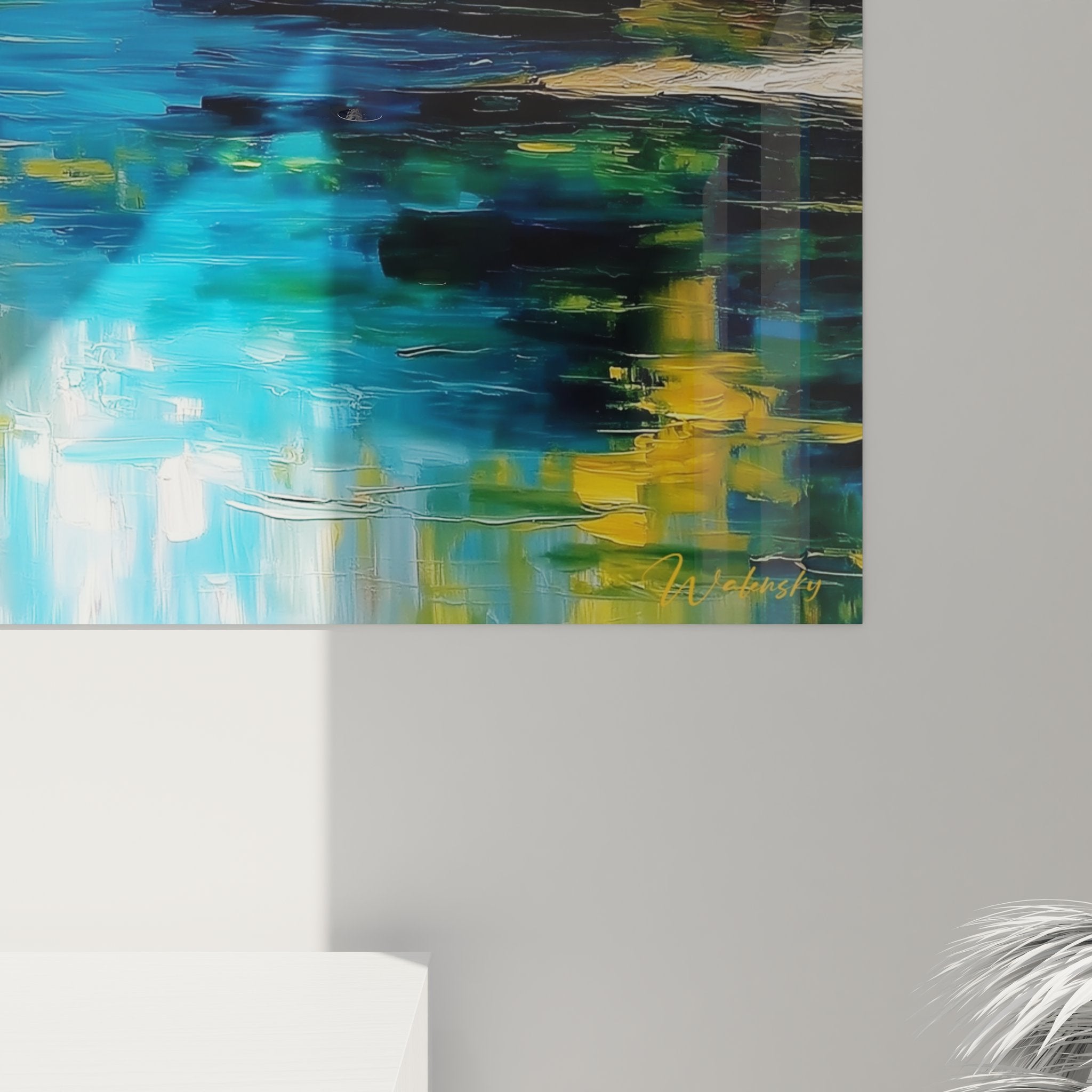 Vue ensemble tableau mural rivière forêt tropicale décoration murale paysage nature exotique