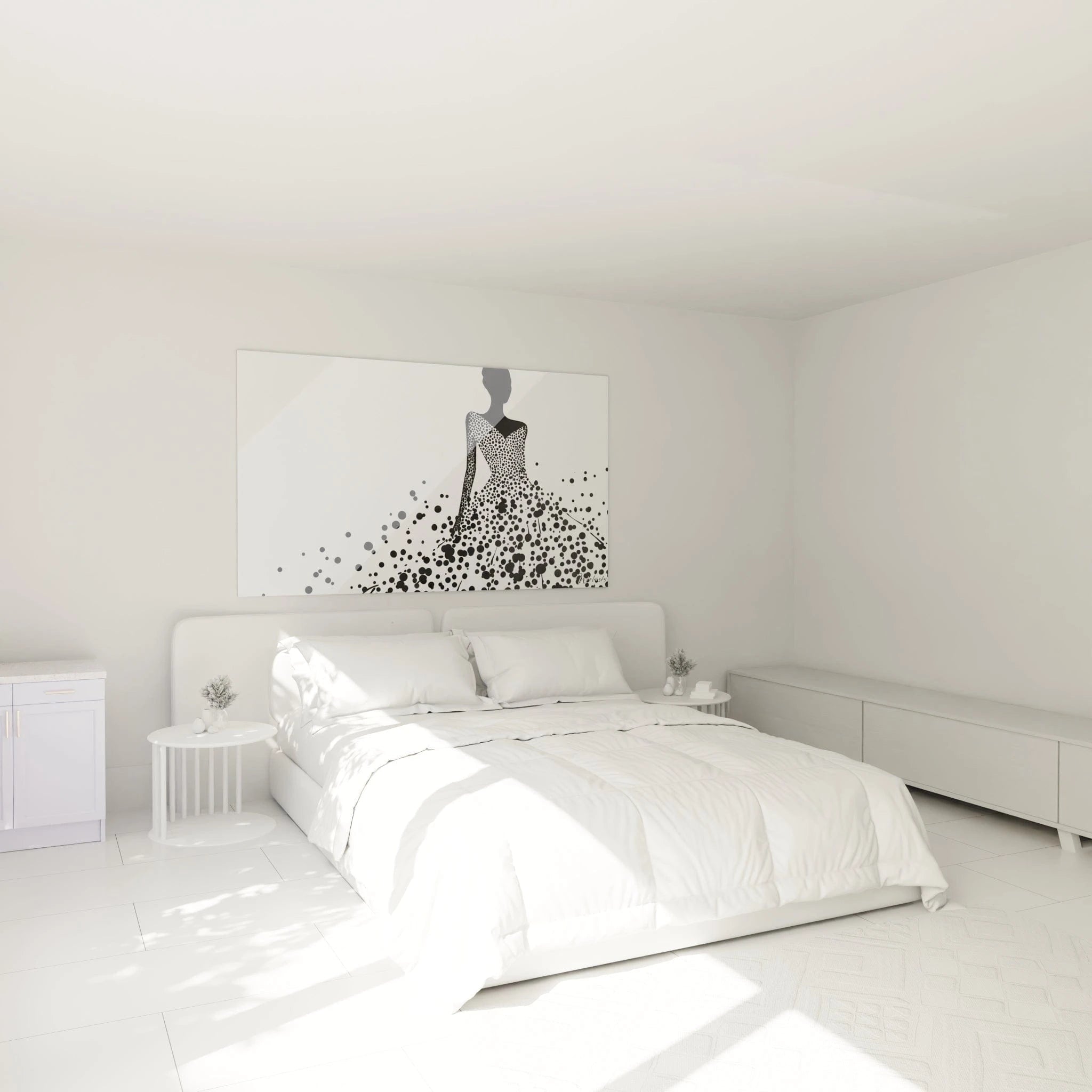 Tableau tacheté noir et blanc de Walensky pour une décoration moderne de chambre à coucher