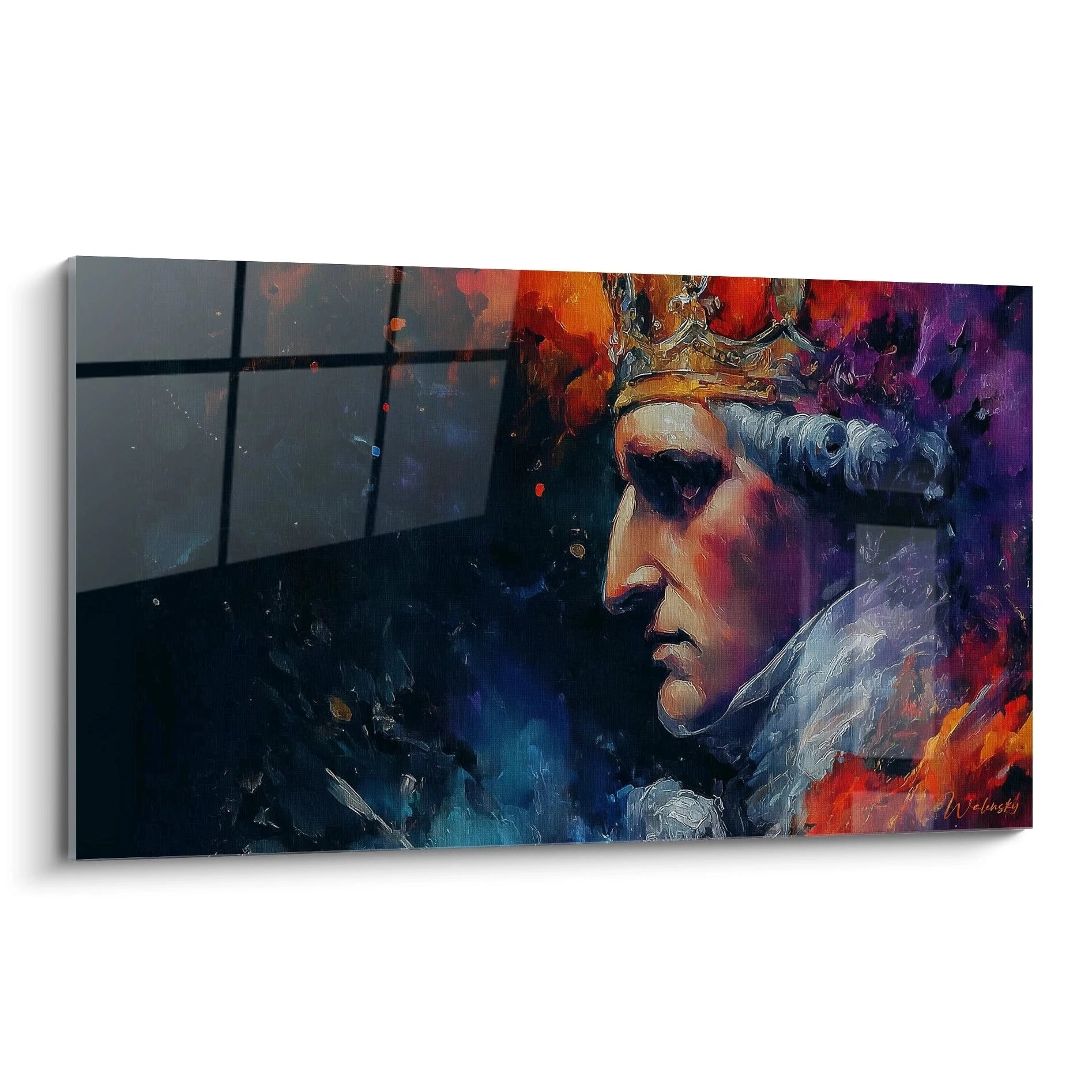 Tableau mural Walensky montrant un portrait en profil et couronne dans un tableau roi Louis XVI aux couleurs vives