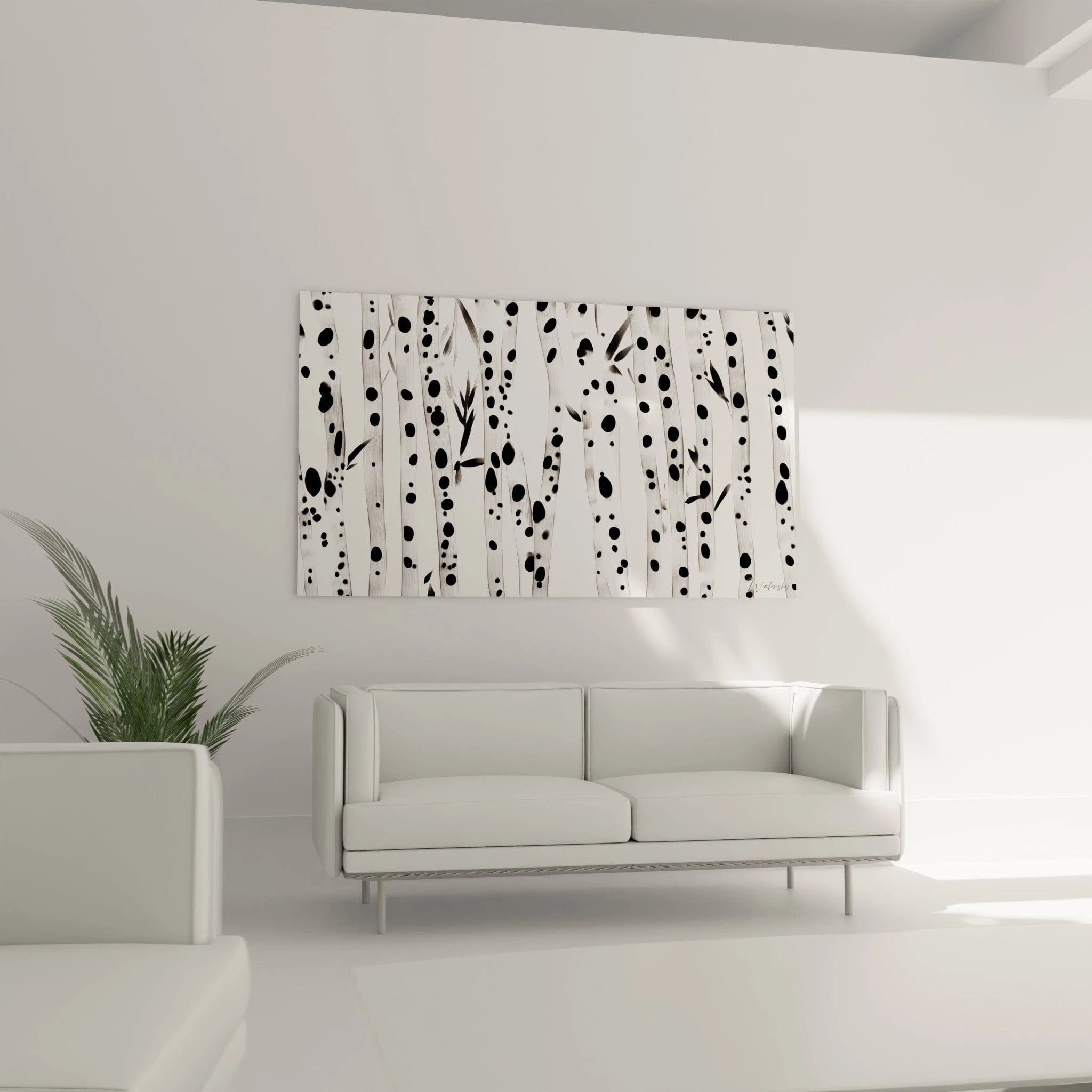Tableau tacheté noir et blanc décoratif de Walensky, idéal pour embellir votre intérieur moderne
