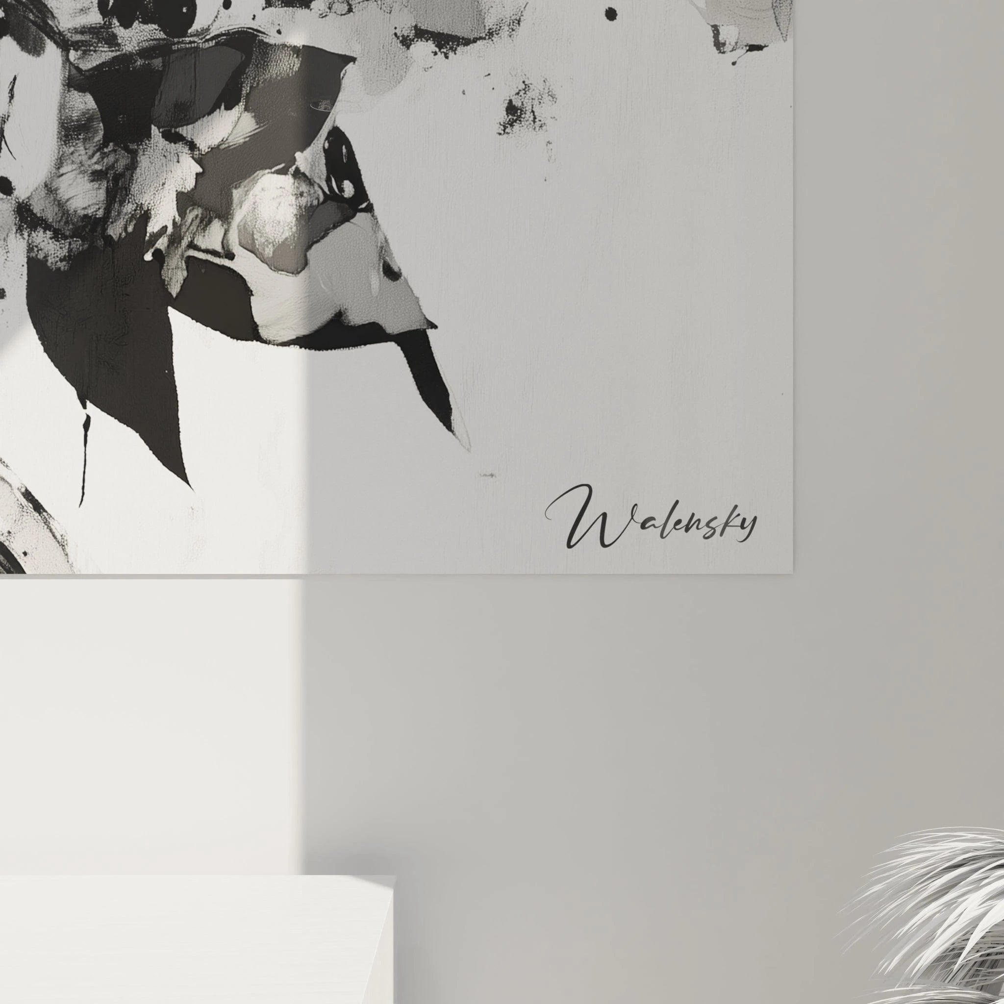 Tableau tacheté noir et blanc élégant de Walensky, parfait pour la décoration contemporaine