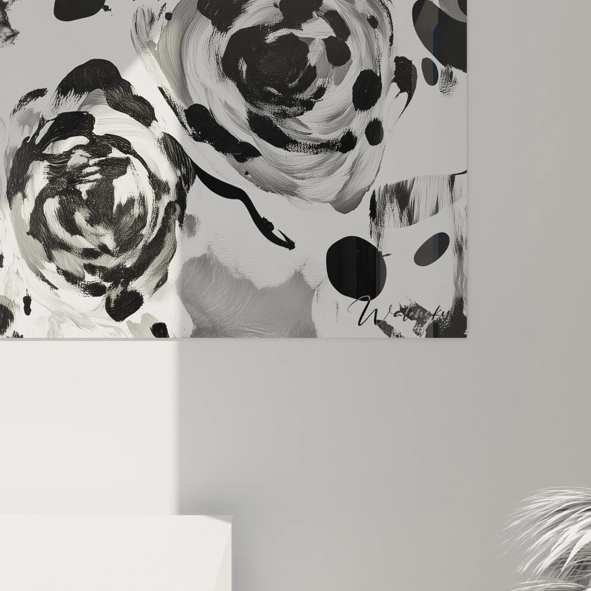 Tableau Roses Sauvages Expressives Noir - édition tacheté noir et blanc - Walensky