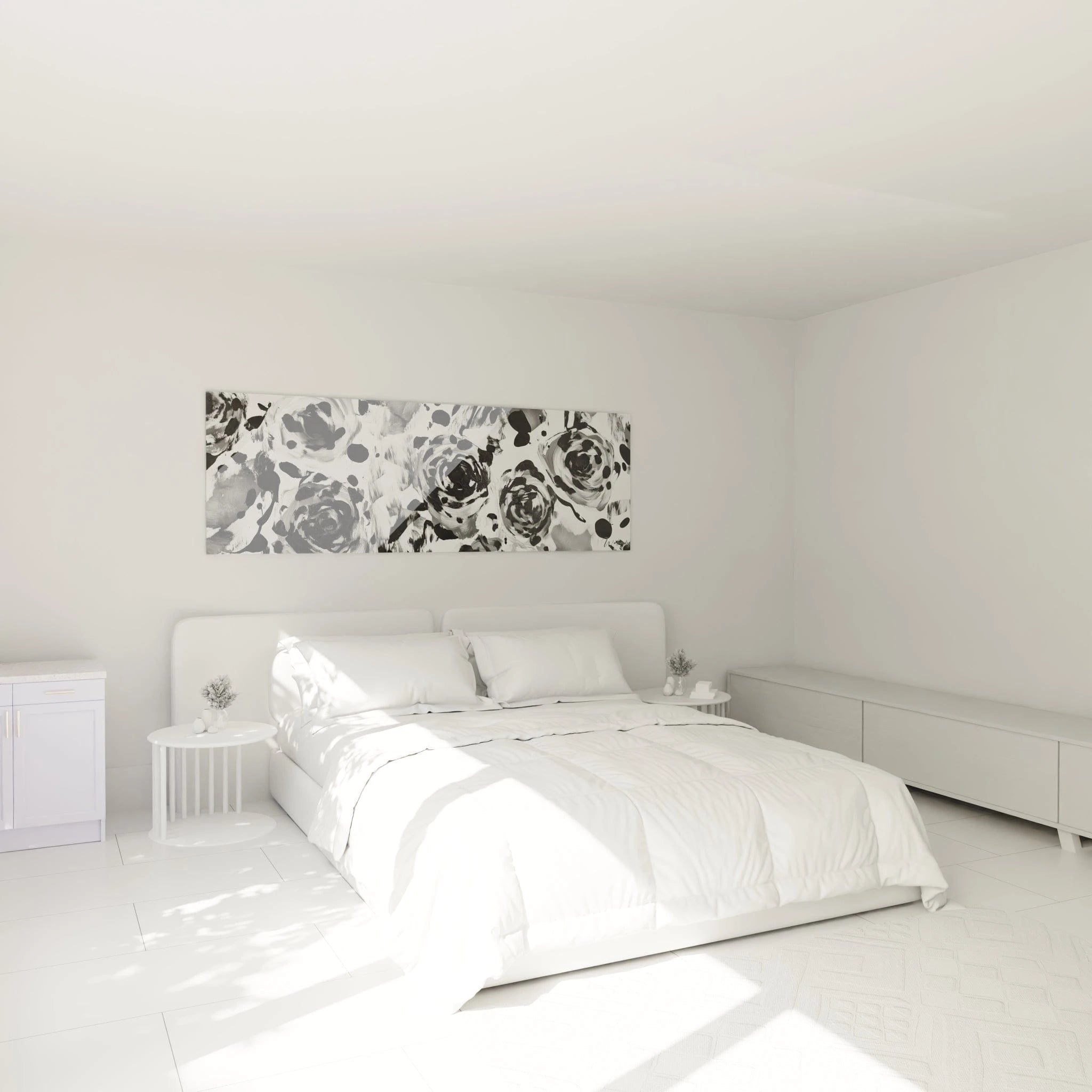 Tableau Roses Sauvages Expressives Noir - édition tacheté noir et blanc - Walensky