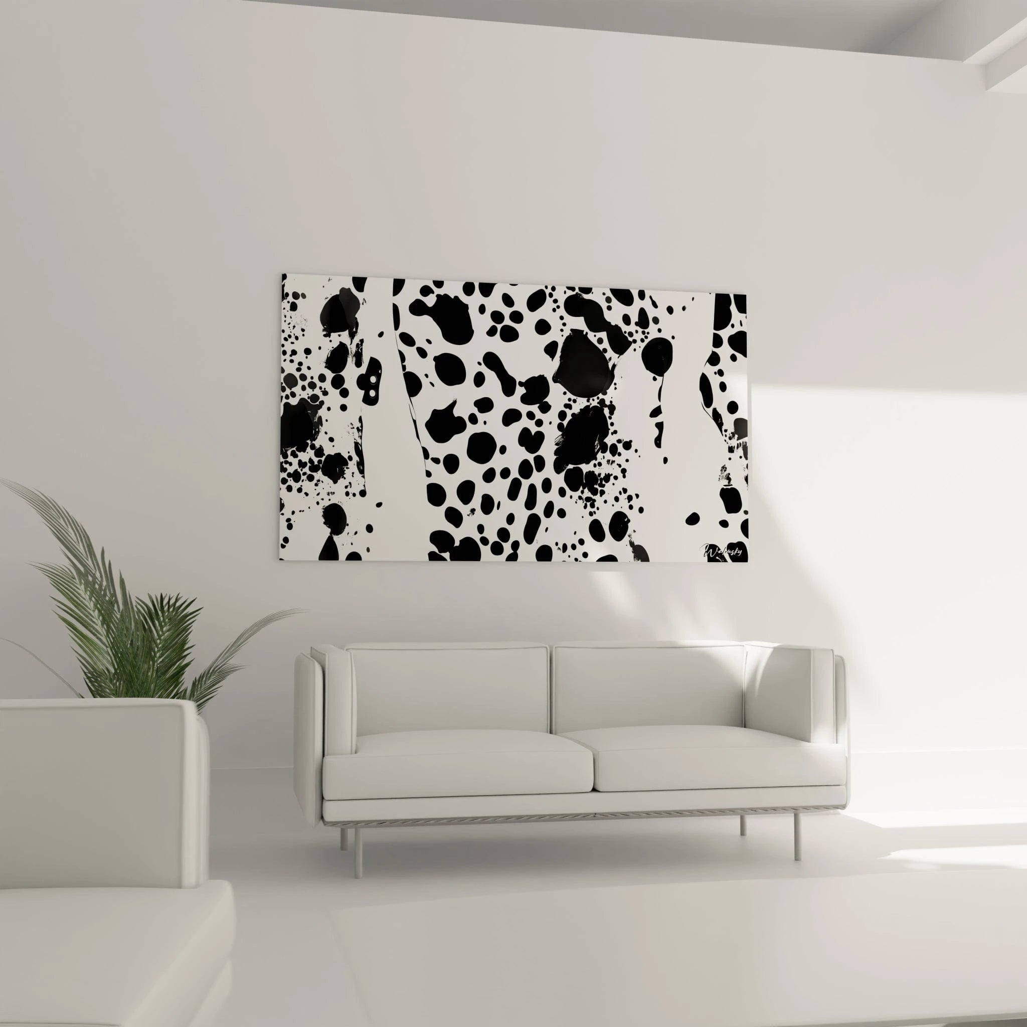 Tableau tacheté noir et blanc Walensky pour décoration moderne du salon