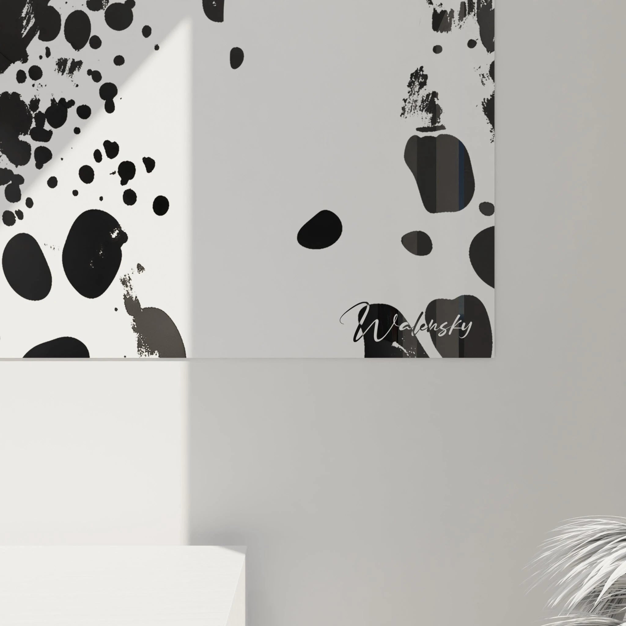 Tableau tacheté noir et blanc de Walensky avec motifs abstraits pour décoration moderne