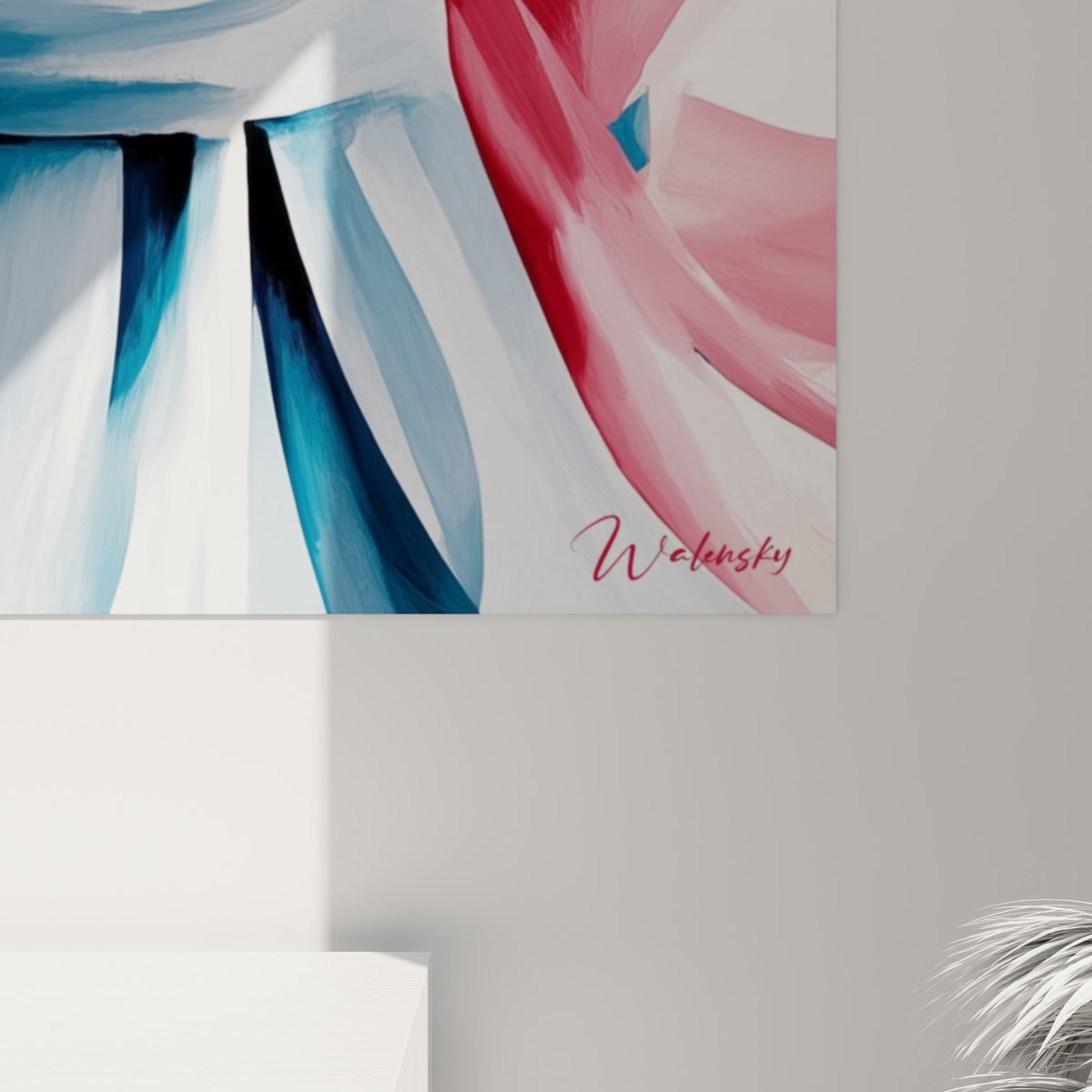 Détail du casque cramoisi et des empâtements roses du Samouraï, textures fluides façon aquarelle
