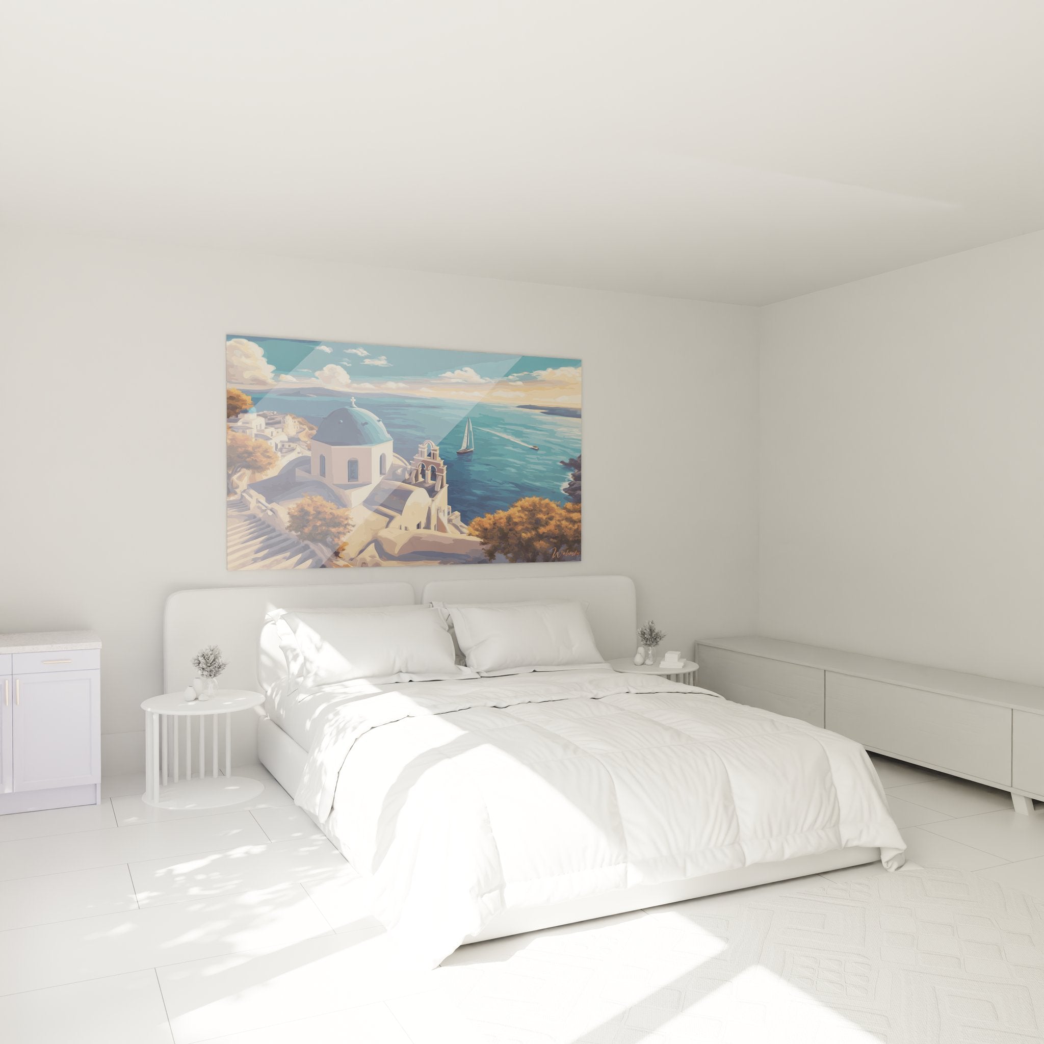 Tableau Santorin chambre décoration murale église grecque ambiance méditerranéenne îles Cyclades
