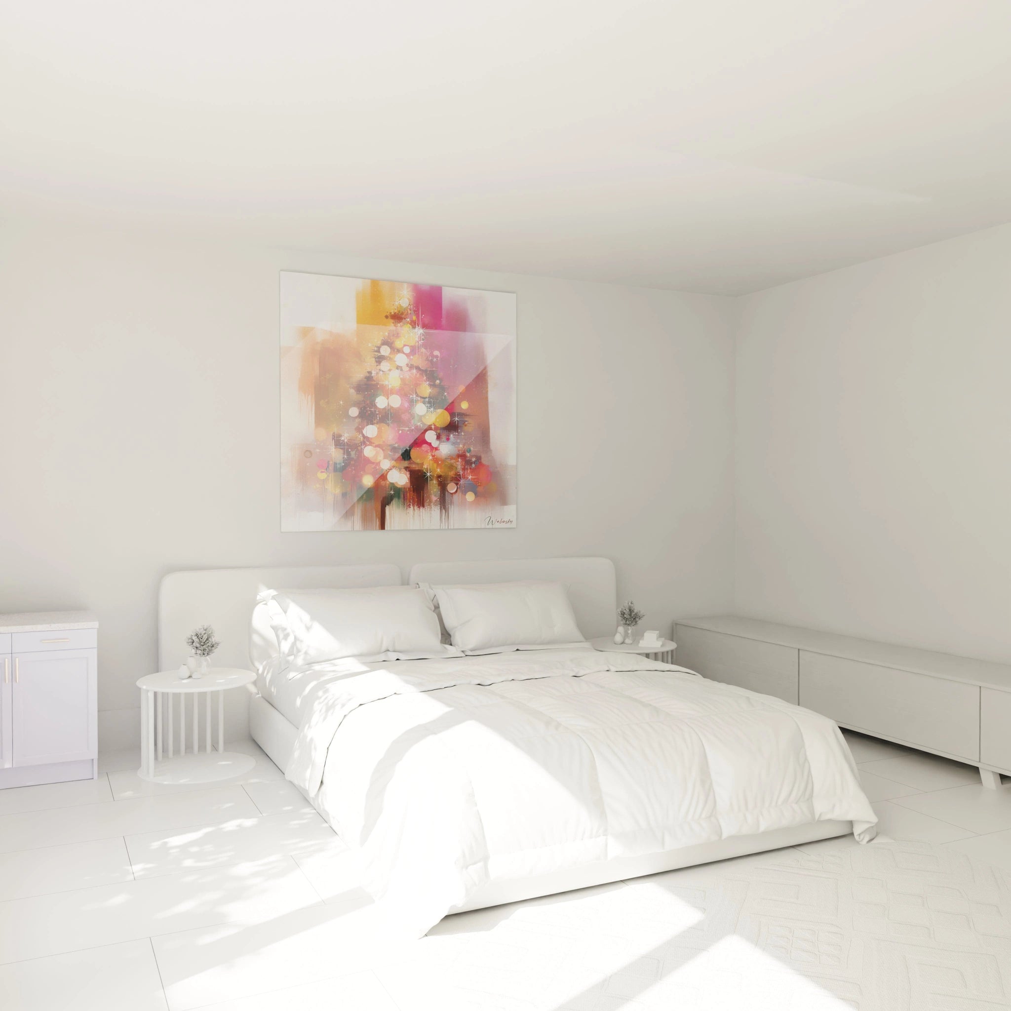 Tableau mural sapin de Noël moderne de Walensky, parfait pour décorer un intérieur contemporain