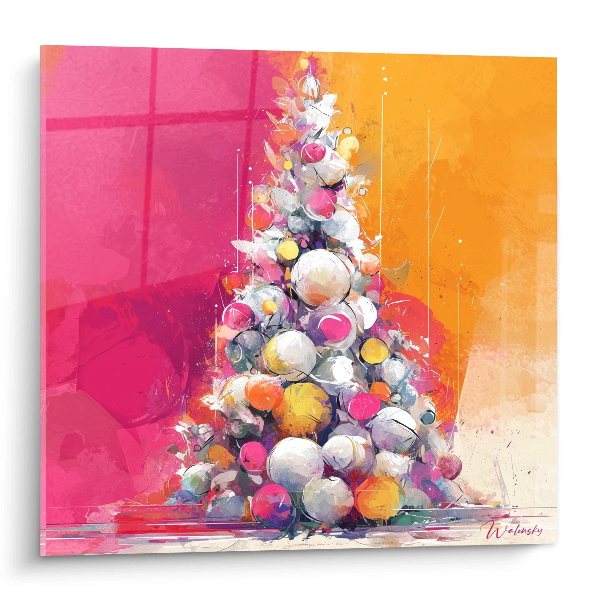 Tableau mural sapin de Noël coloré par Walensky avec des décorations vives et modernes