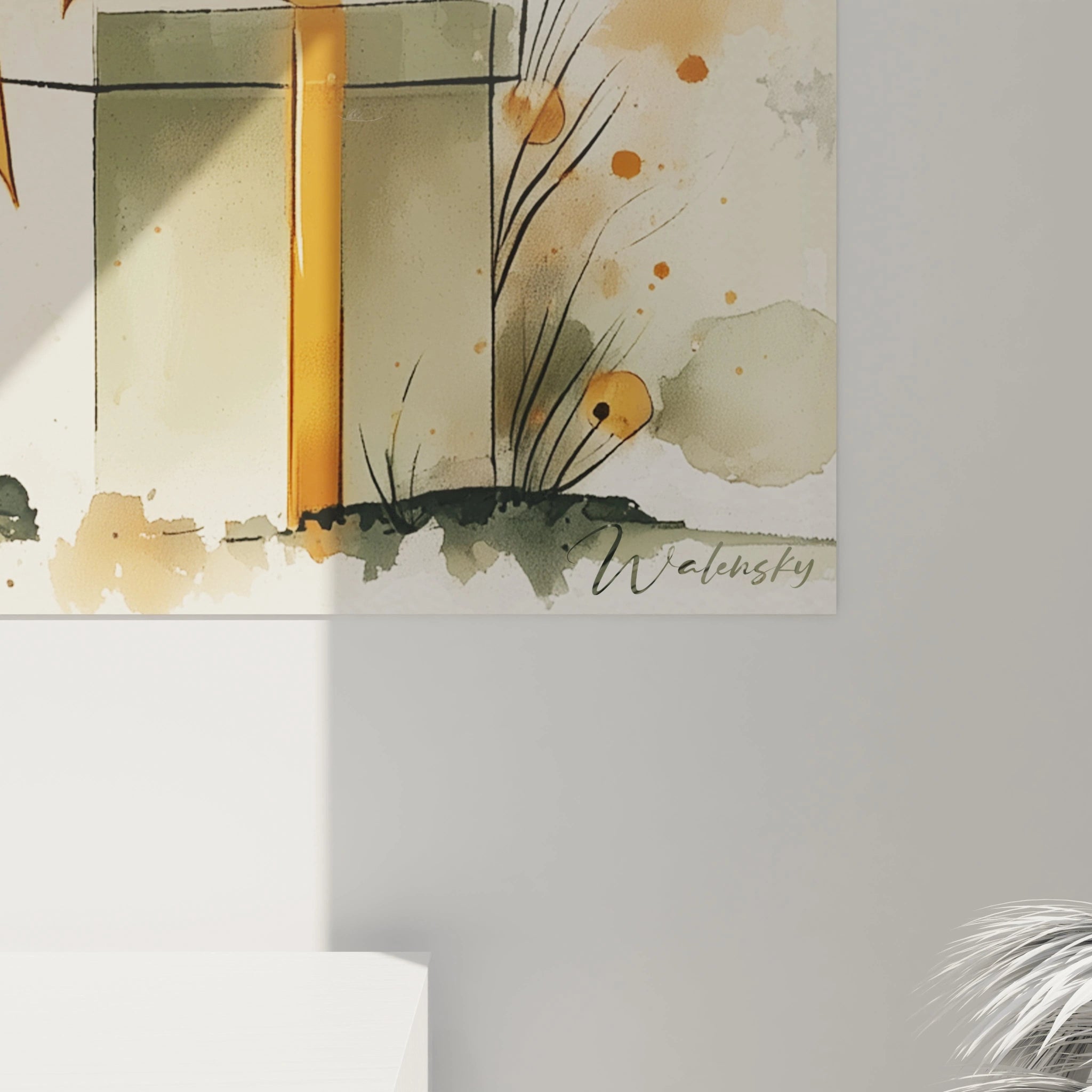 Tableau mural sapin de Noël doré avec un design artistique coloré pour décoration intérieure festive