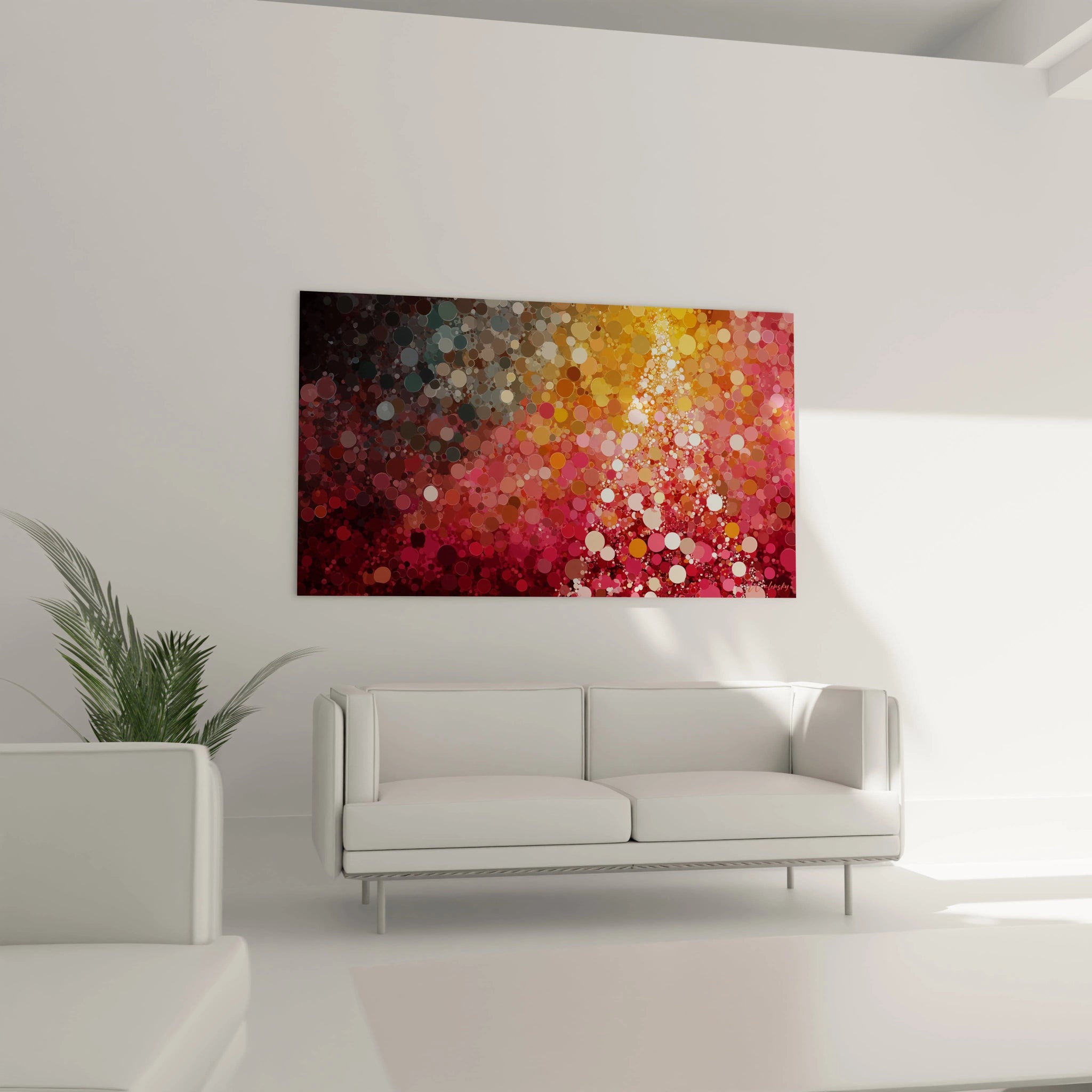 Tableau mural sapin rouge carmin Noël avec des motifs de couleurs vibrantes pour décorer votre intérieur