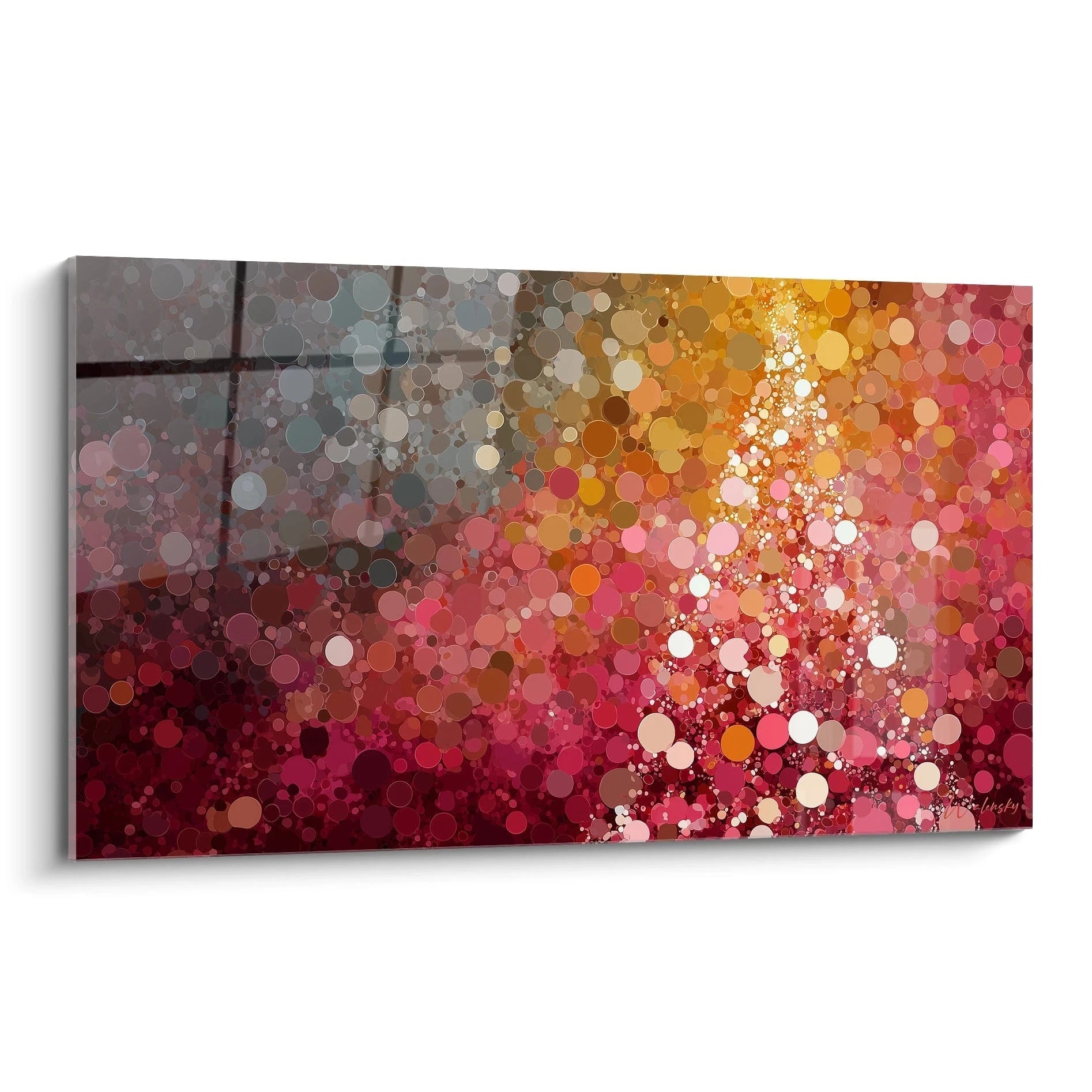 Tableau mural sapin rouge carmin Noël avec une décoration lumineuse et colorée