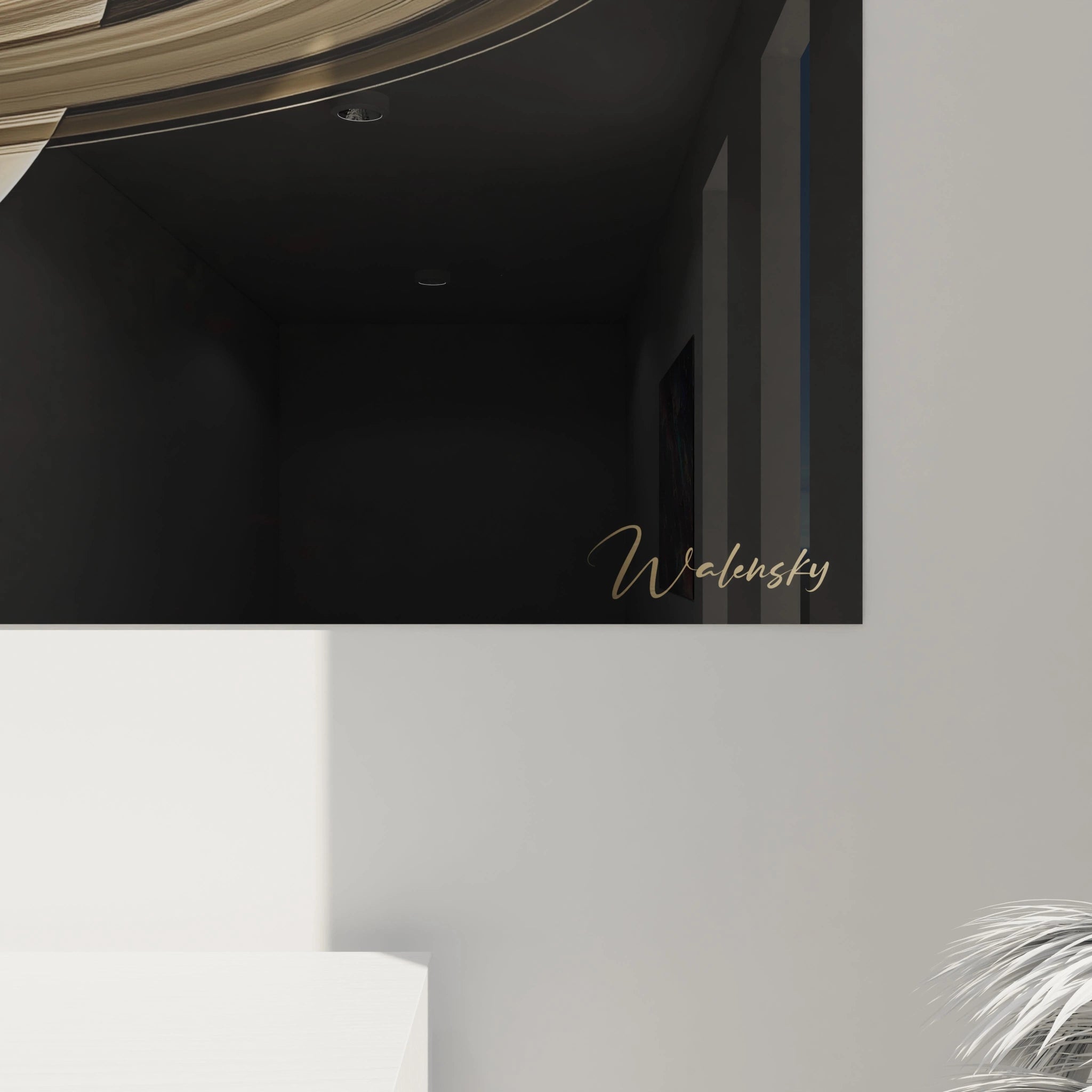 Un tableau espace mettant en avant Saturne et ses anneaux dans un jeu de lumiĂšre et dâombres, avec des couleurs dorĂ©es, beiges et noires. Les dĂ©tails texturĂ©s des anneaux offrent un effet rĂ©aliste.