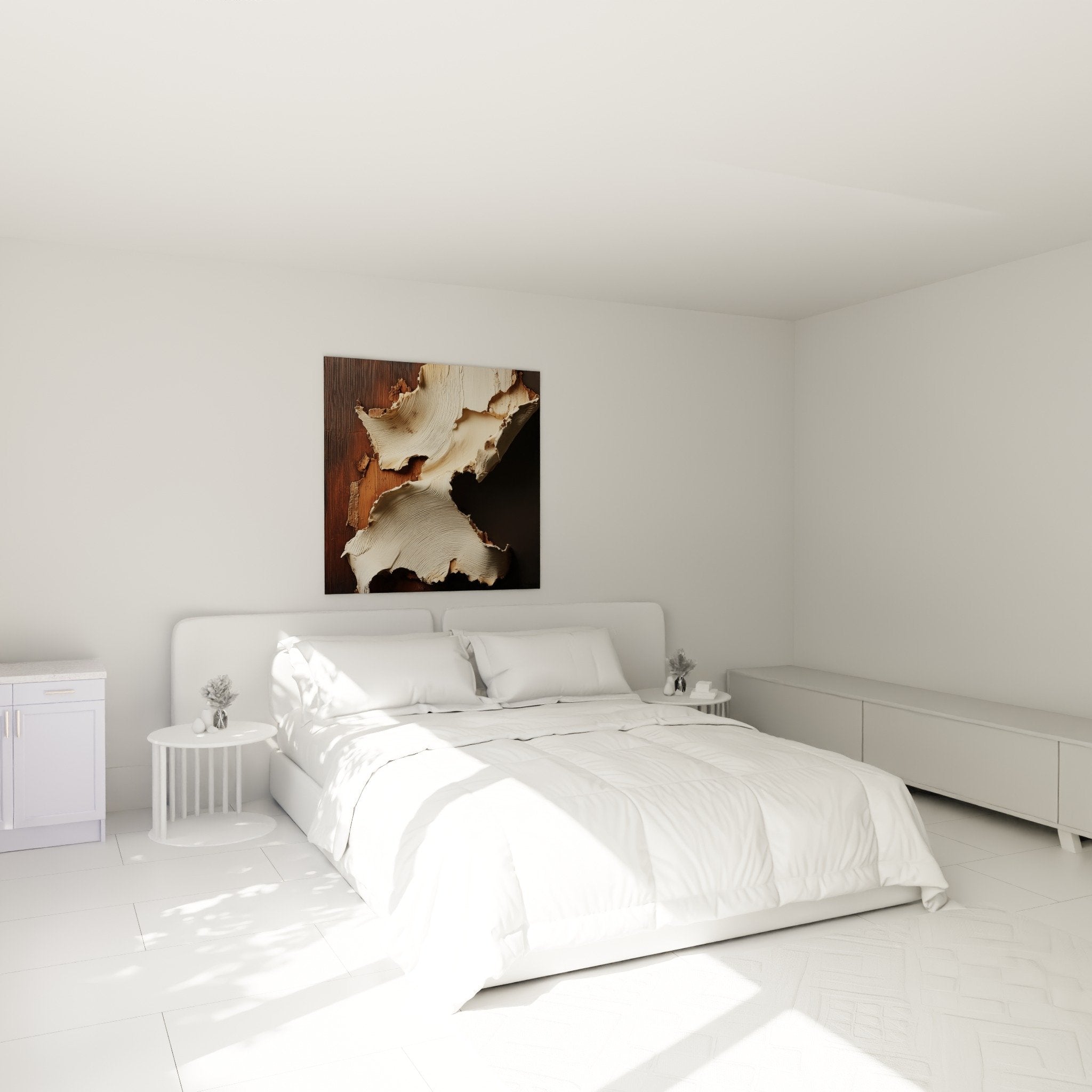 sculptured beige textured wall art bedroom decoration feng shui earth tones