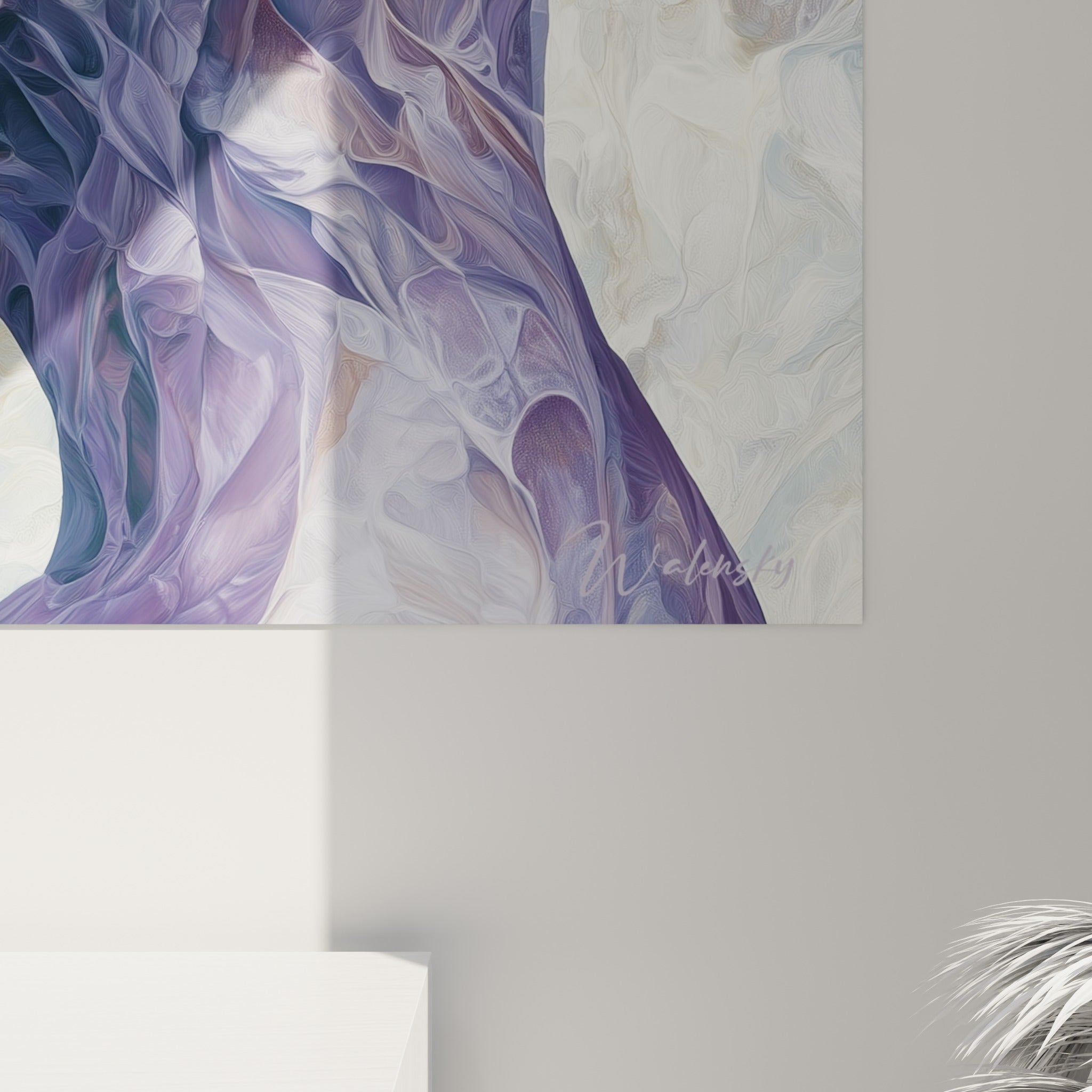 Grain marbré du baiser révélant coulures ambrées et empâtements violets se mêlant sur la toile