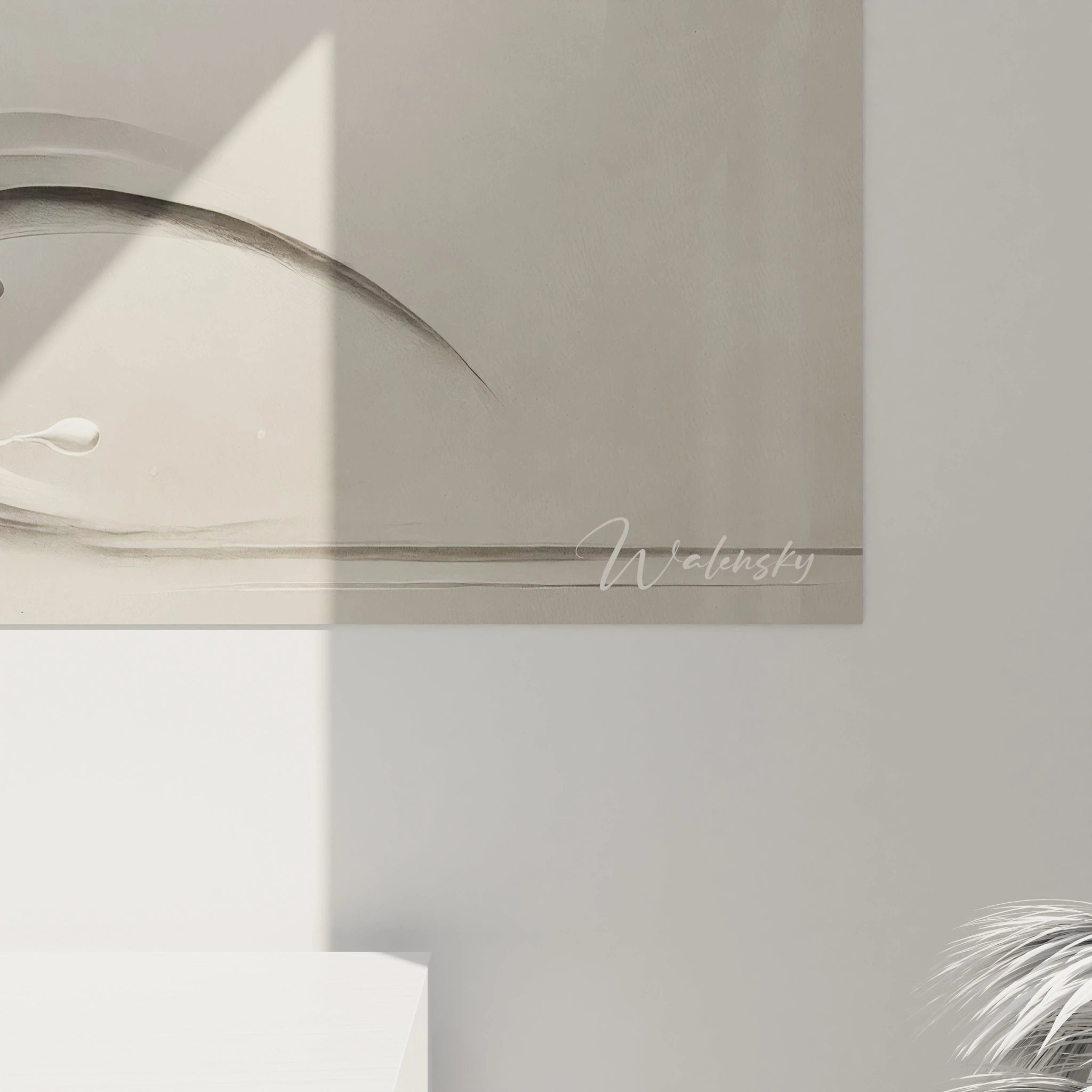 Vue de pres, ce tableau dauphin revele ses details subtils. Les ombres et la lumiere donnent l'illusion que le dauphin flotte, creant une sensation apaisante.