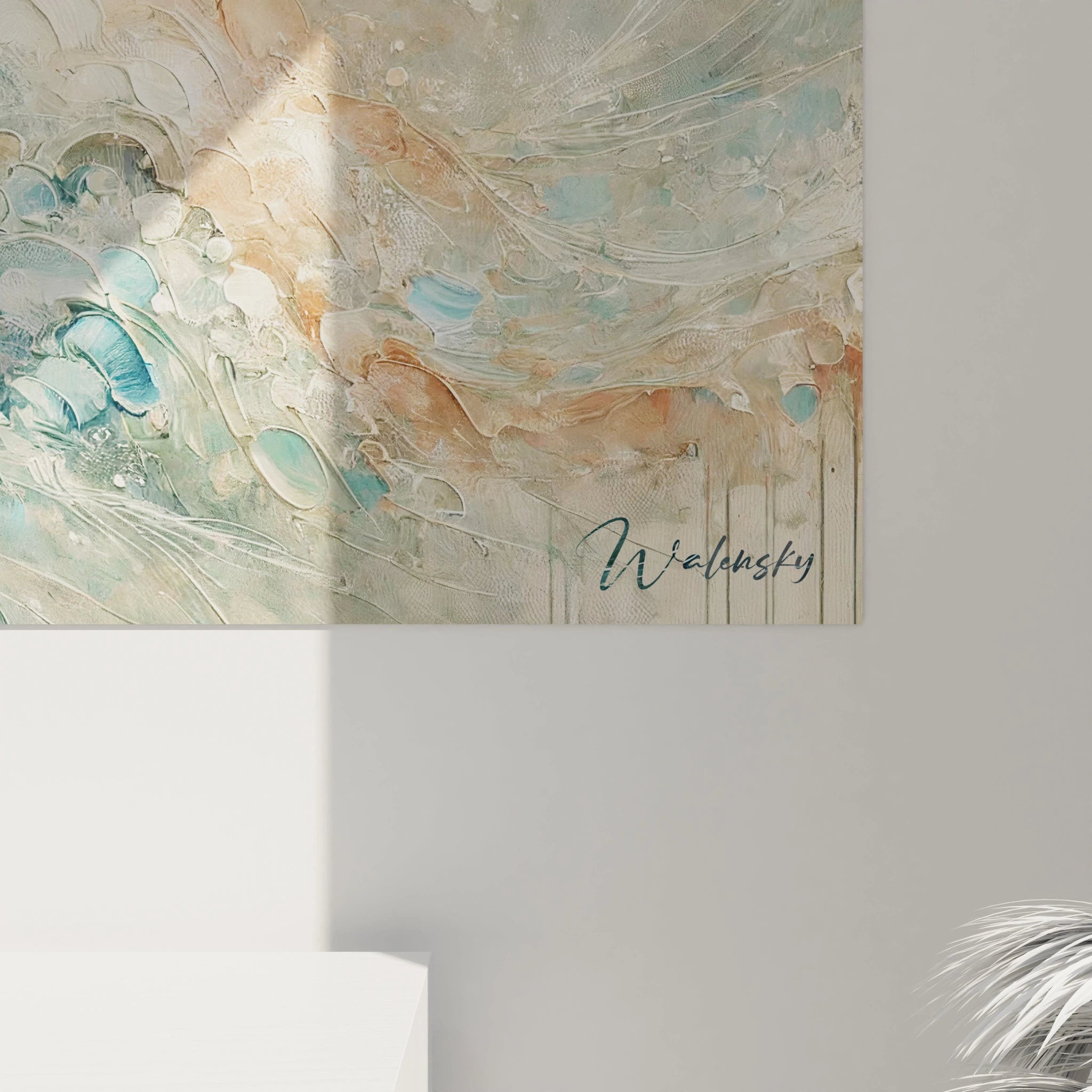 Vue de pres du tableau hippocampe revelant les details sublimes de textures et nuances aquatiques. Parfait pour ceux qui recherchent elegance et nature marine dans leur decoration.