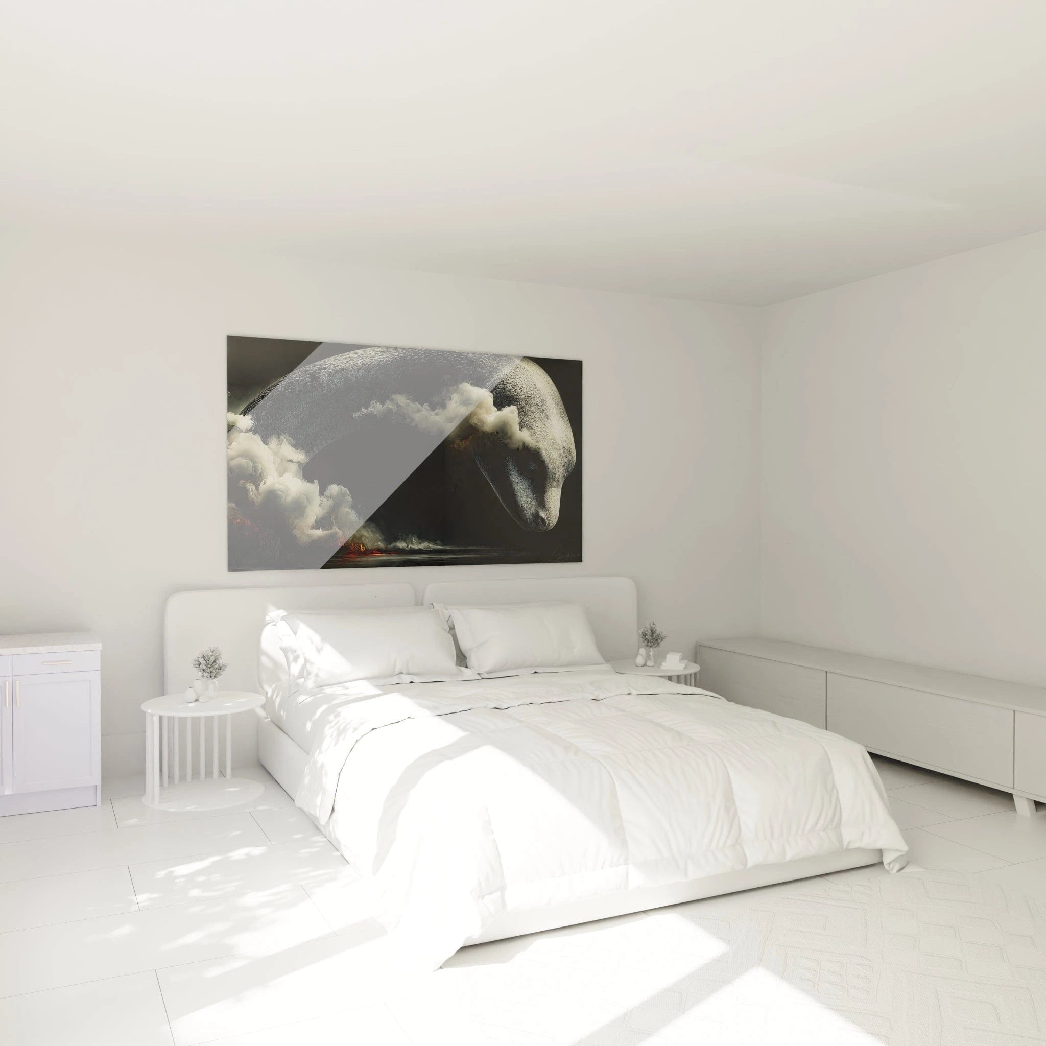 Décoration chambre avec tableau serpent de mer, ambiance mystérieuse créature marine géante