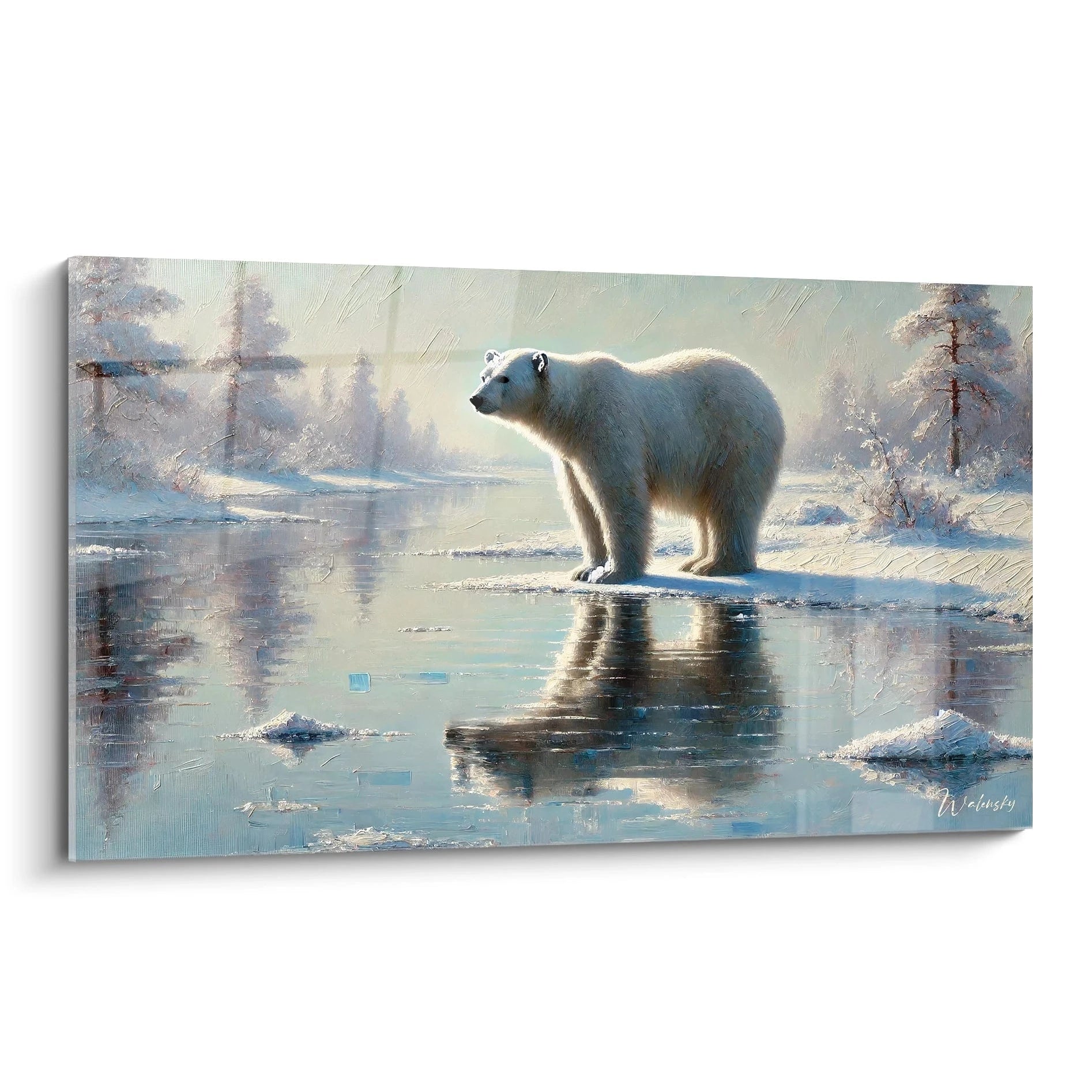 Découvrez ce tableau ours polaire, une œuvre captivante qui capture la majesté de l'Arctique. Idéal pour apporter une touche de sérénité à tout intérieur moderne et naturel.