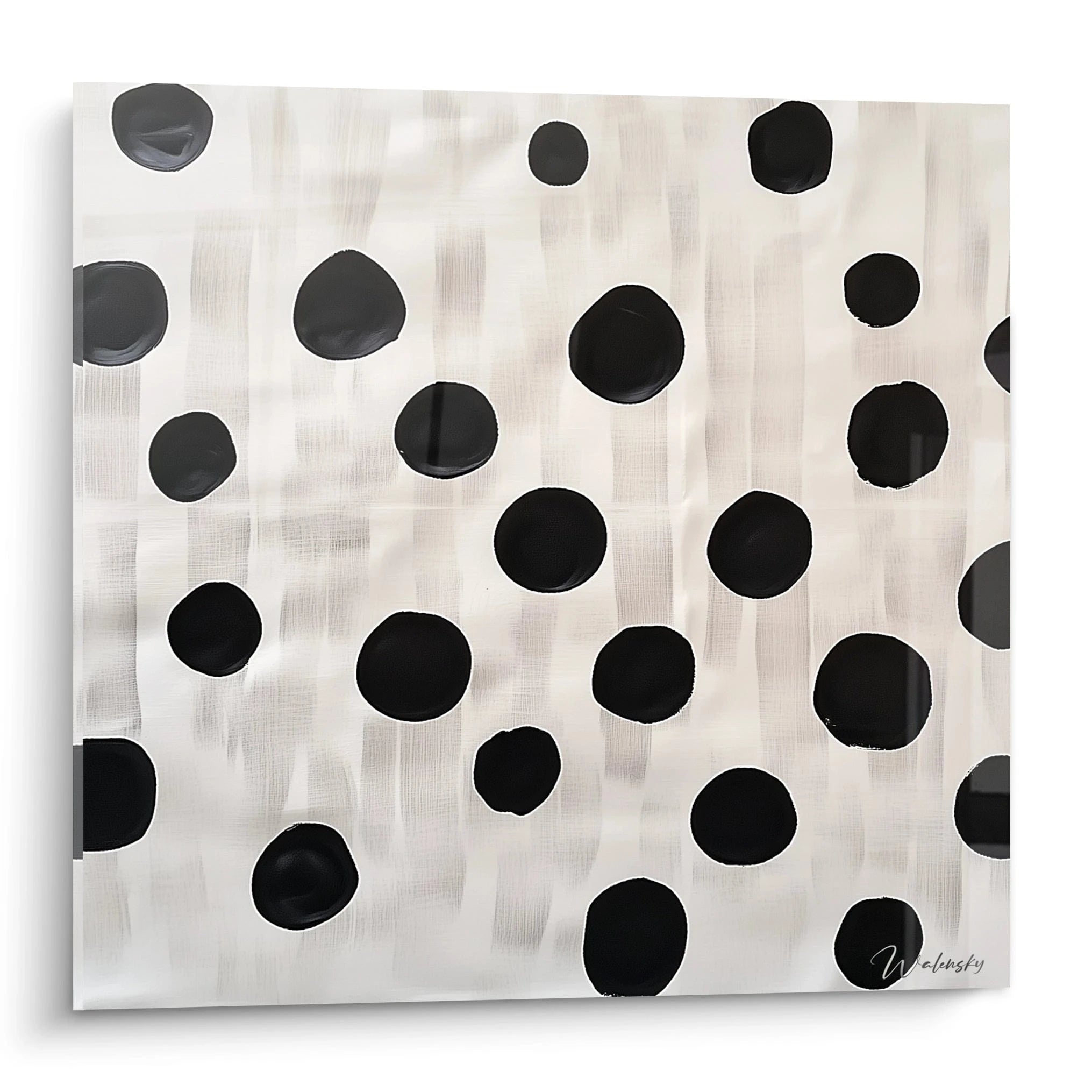 Tableau tacheté noir et blanc de Walensky avec des motifs de points sur un fond neutre