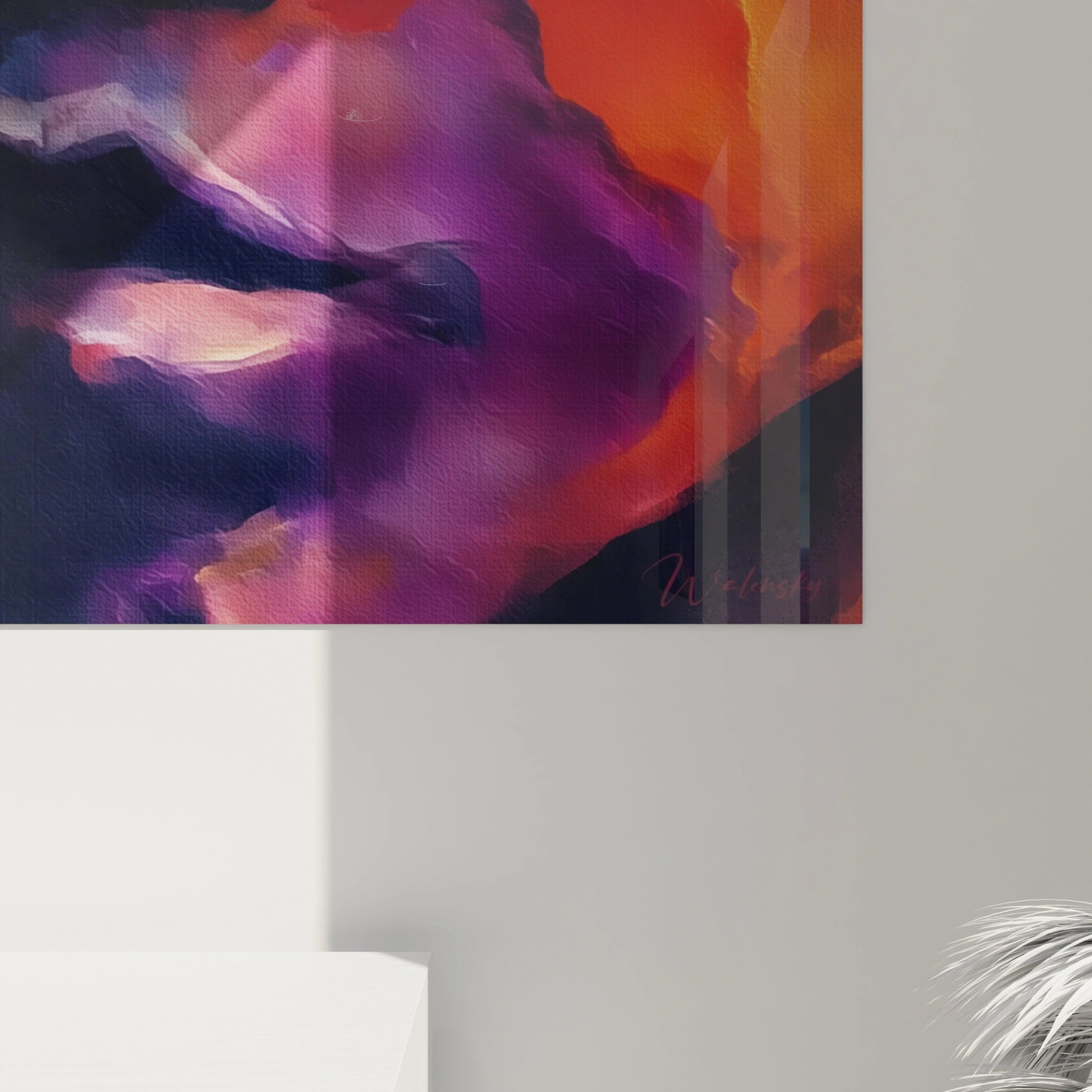 Tableau murale moderne avec un visage africain vibrant en couleurs chaudes par Walensky