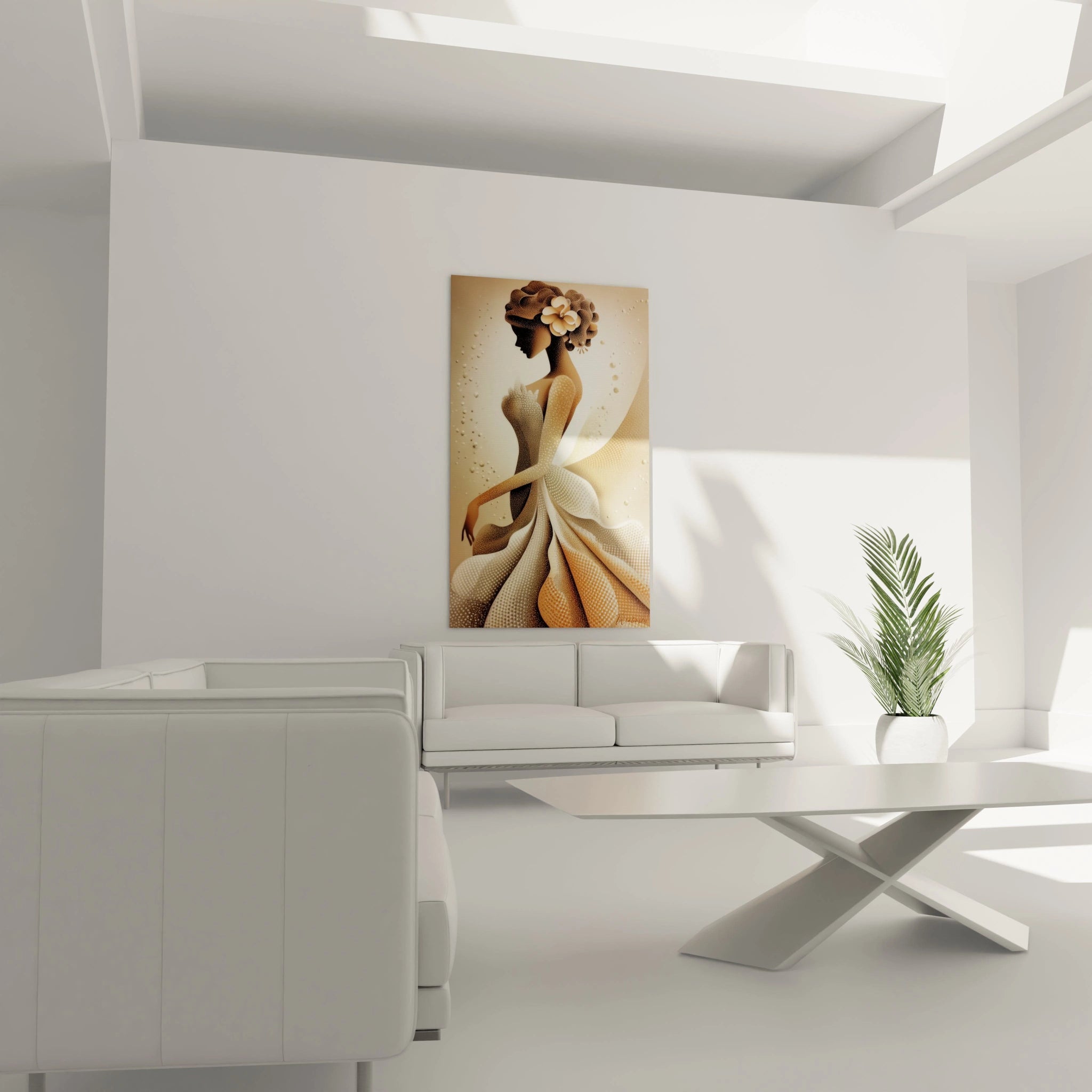 Tableau mural Walensky représentant une silhouette dorée féminité, ajoutant une touche d'élégance moderne à votre intérieur