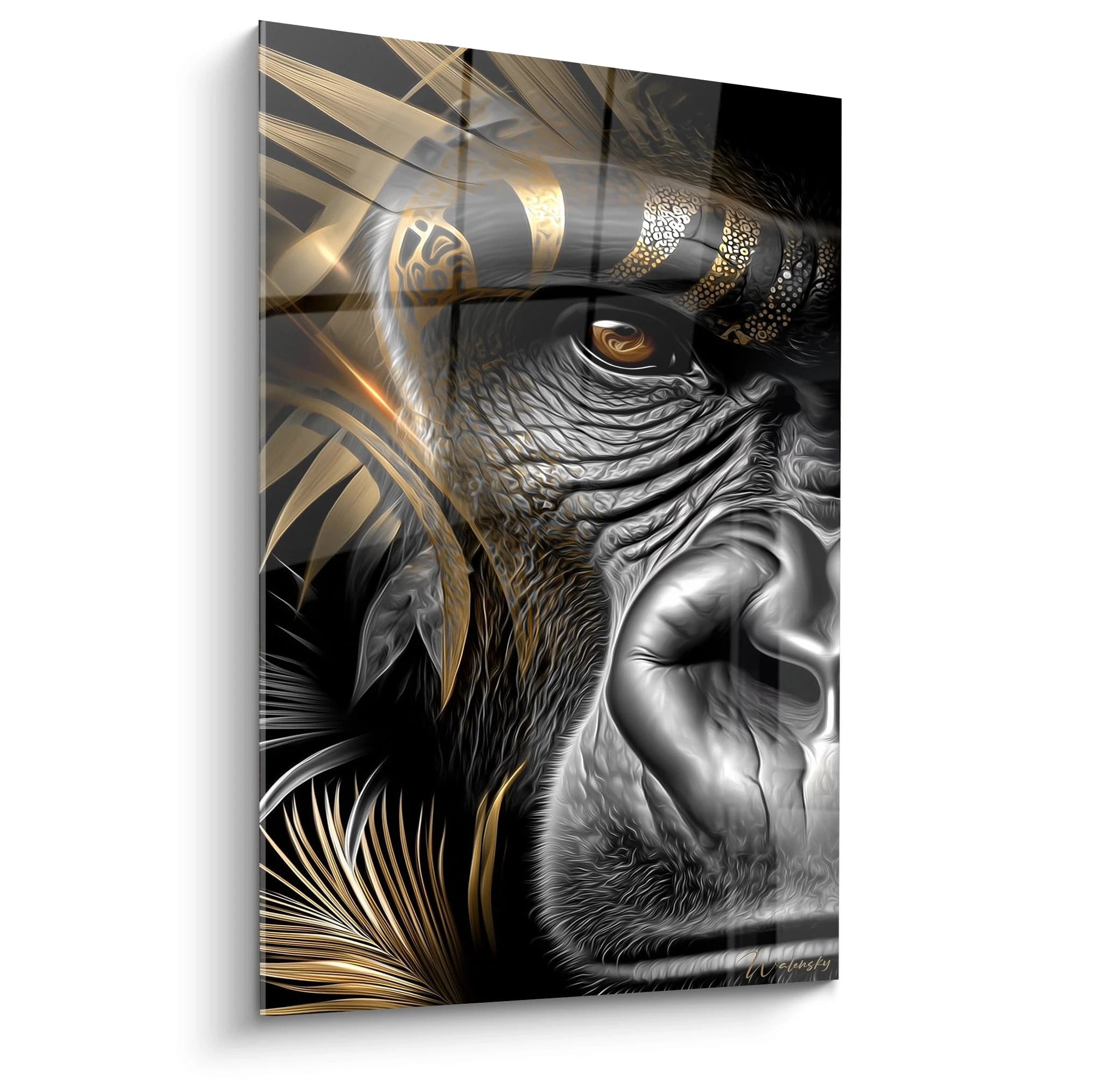 Tableau mural éléphant majestueux aux ornements dorés, art contemporain collection l'or noir