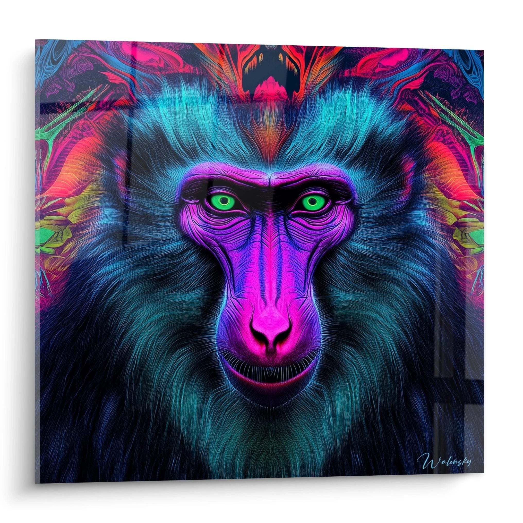 Tableau singe coloré Walensky avec portrait vibrant en style art numérique lumineux