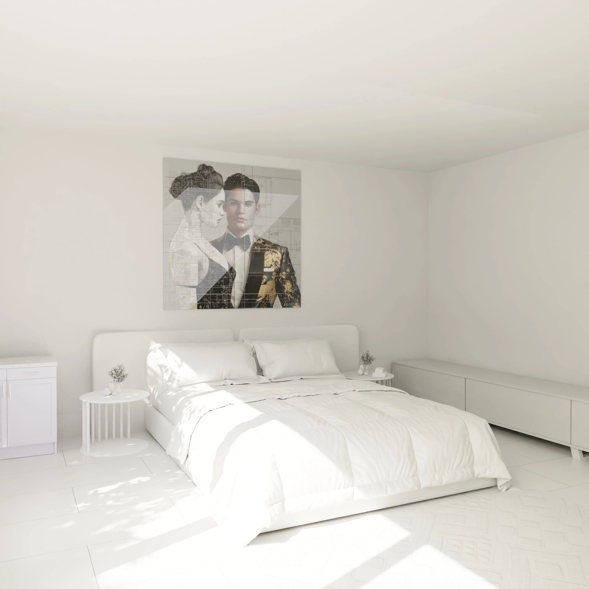 Tableau mural smoking doré de Walensky, décor moderne pour chambre à coucher élégante