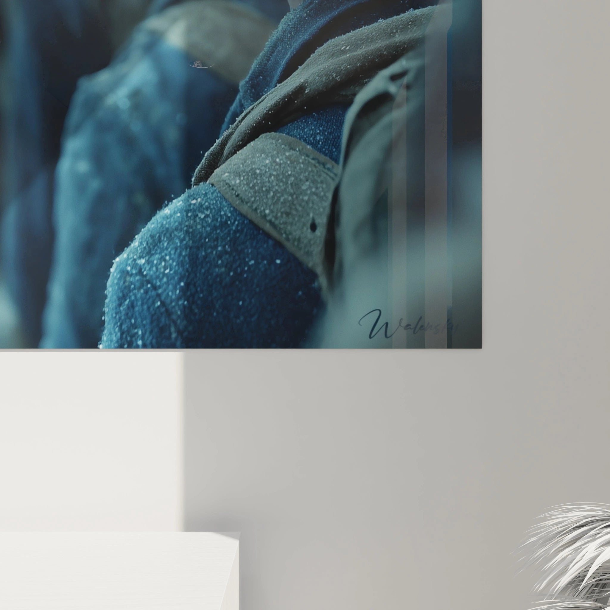 Gros plan d'un uniforme bleu givré et d'une bretelle sur tableau Walensky, tableau soldat première guerre mondiale