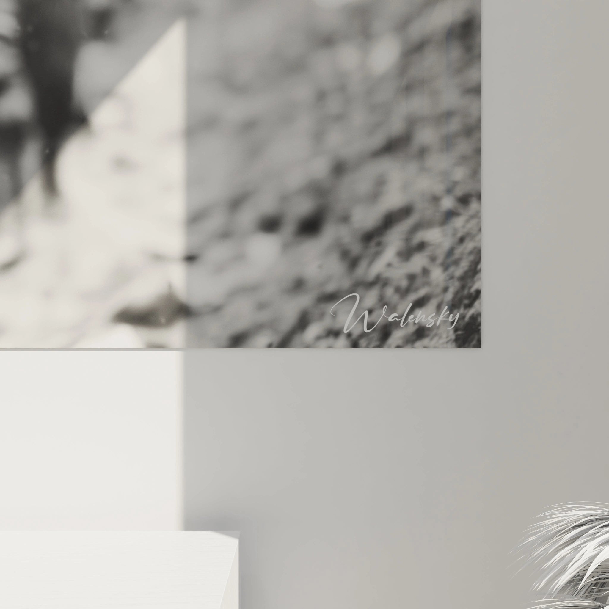 Tableau mural Walensky noir et blanc coin signé scène floue de soldats tableau soldats seconde guerre mondiale pour déco murale