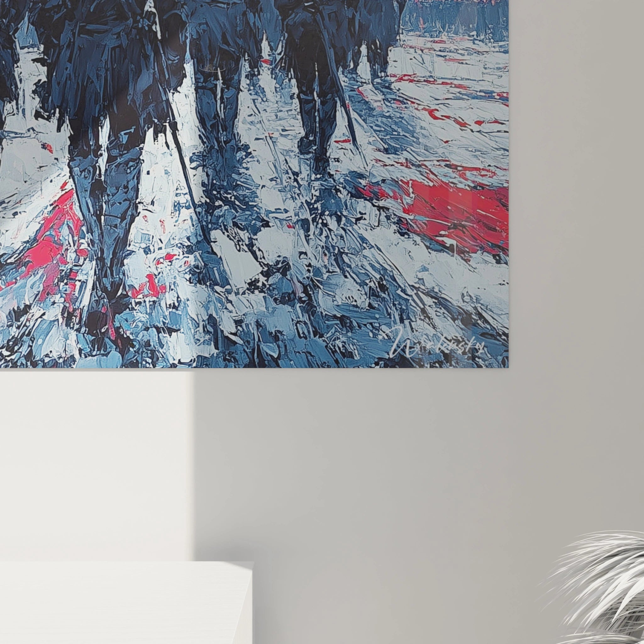 Tableau mural Walensky tableau révolution française peinture texturée silhouettes marchant sur pavé aux couleurs bleu blanc rouge