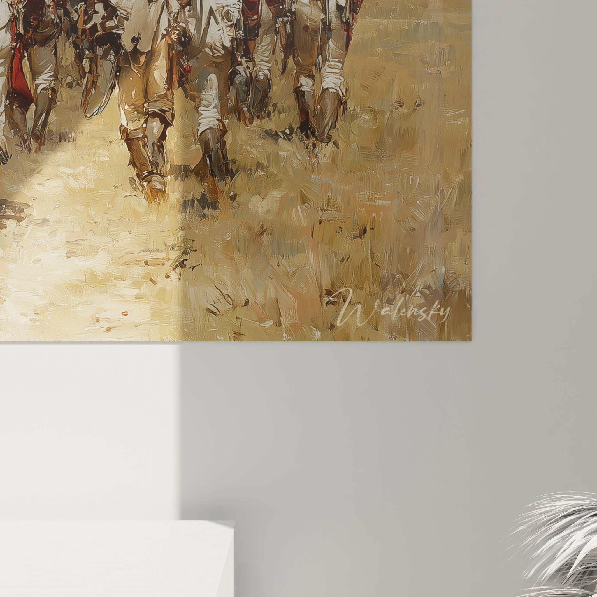 Tableau mural Walensky montrant des cavaliers en marche tableau soldats révolution française peinture texturée pour salon