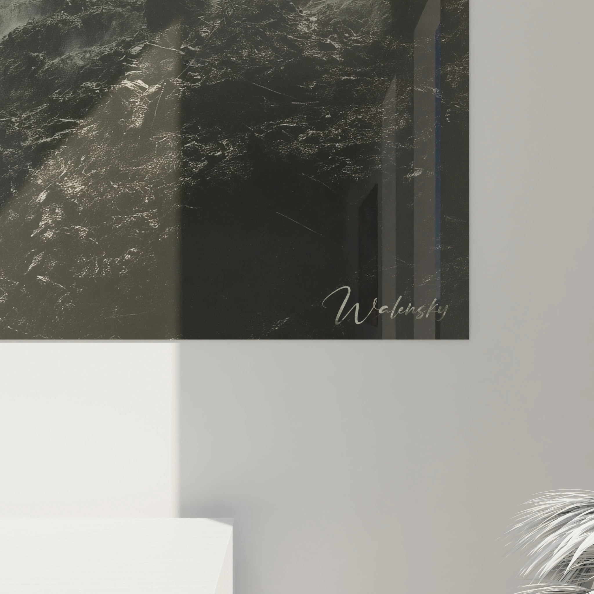 Tableau mural Walensky effet marbre noir minimaliste avec reflet de lumiere tableau soldats seconde guerre mondiale