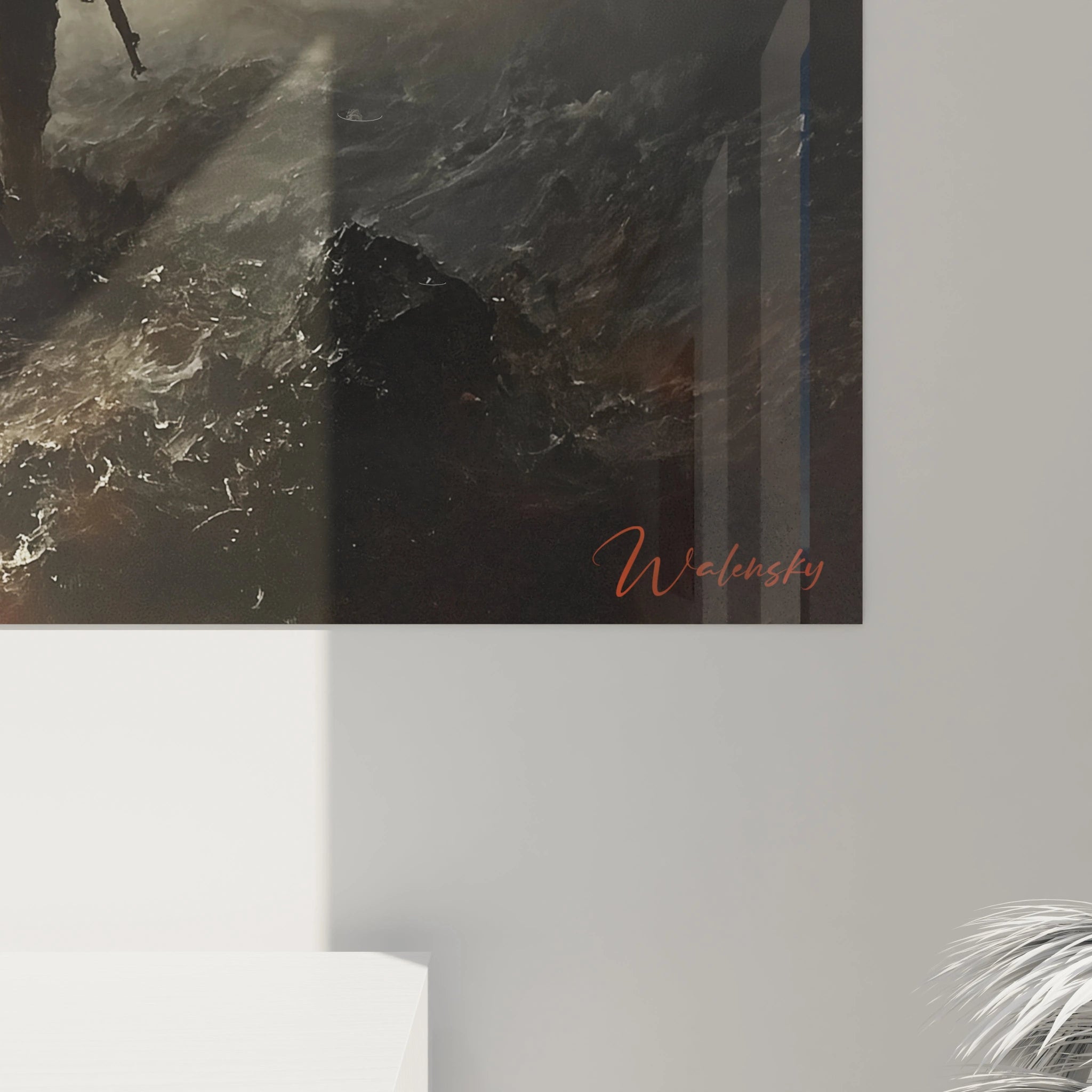 Tableau mural Walensky représentant soldats et paysage de bataille sombre, tableau soldats seconde guerre mondiale