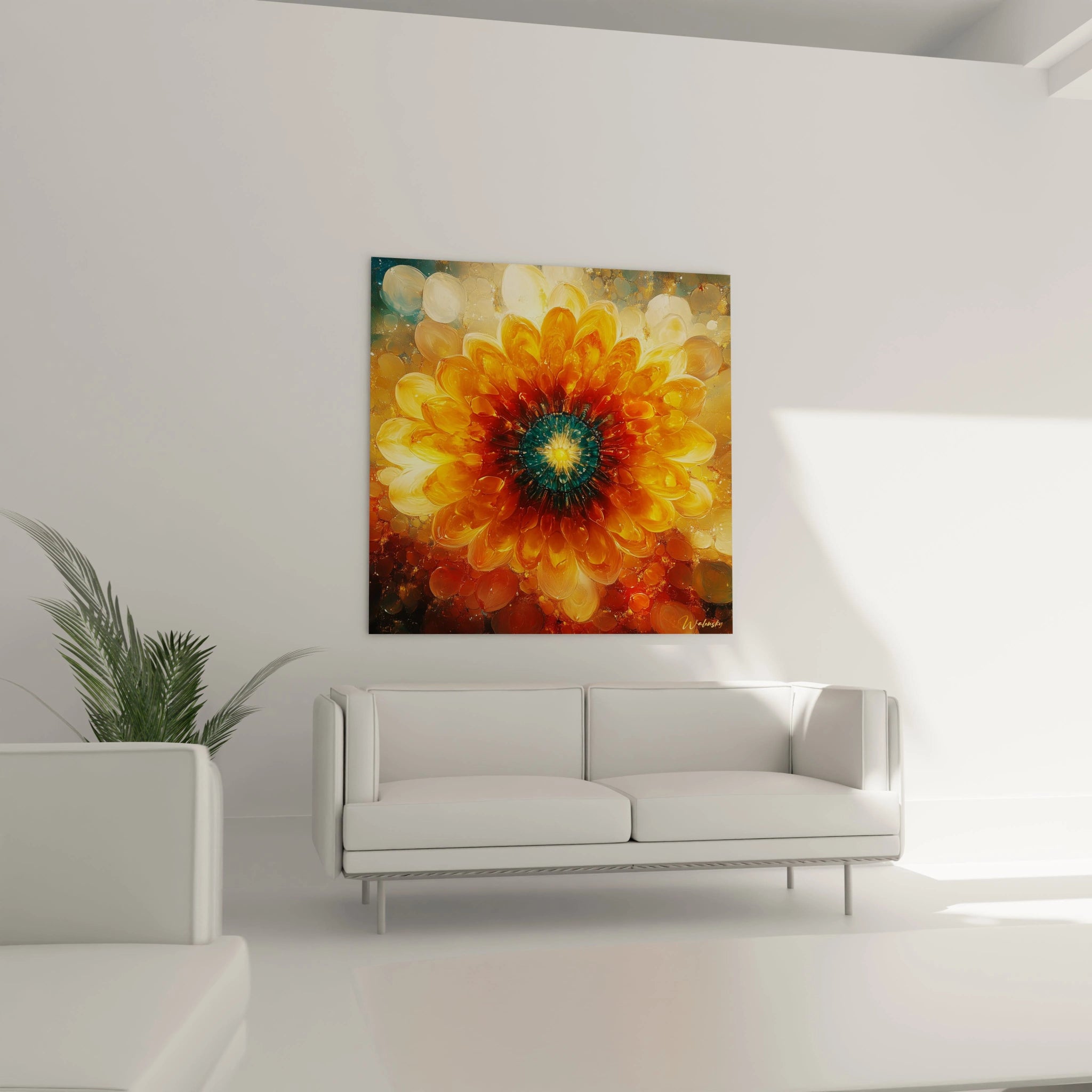 Tableau de fleurs abstraites de Walensky avec des couleurs vives et un design contemporain