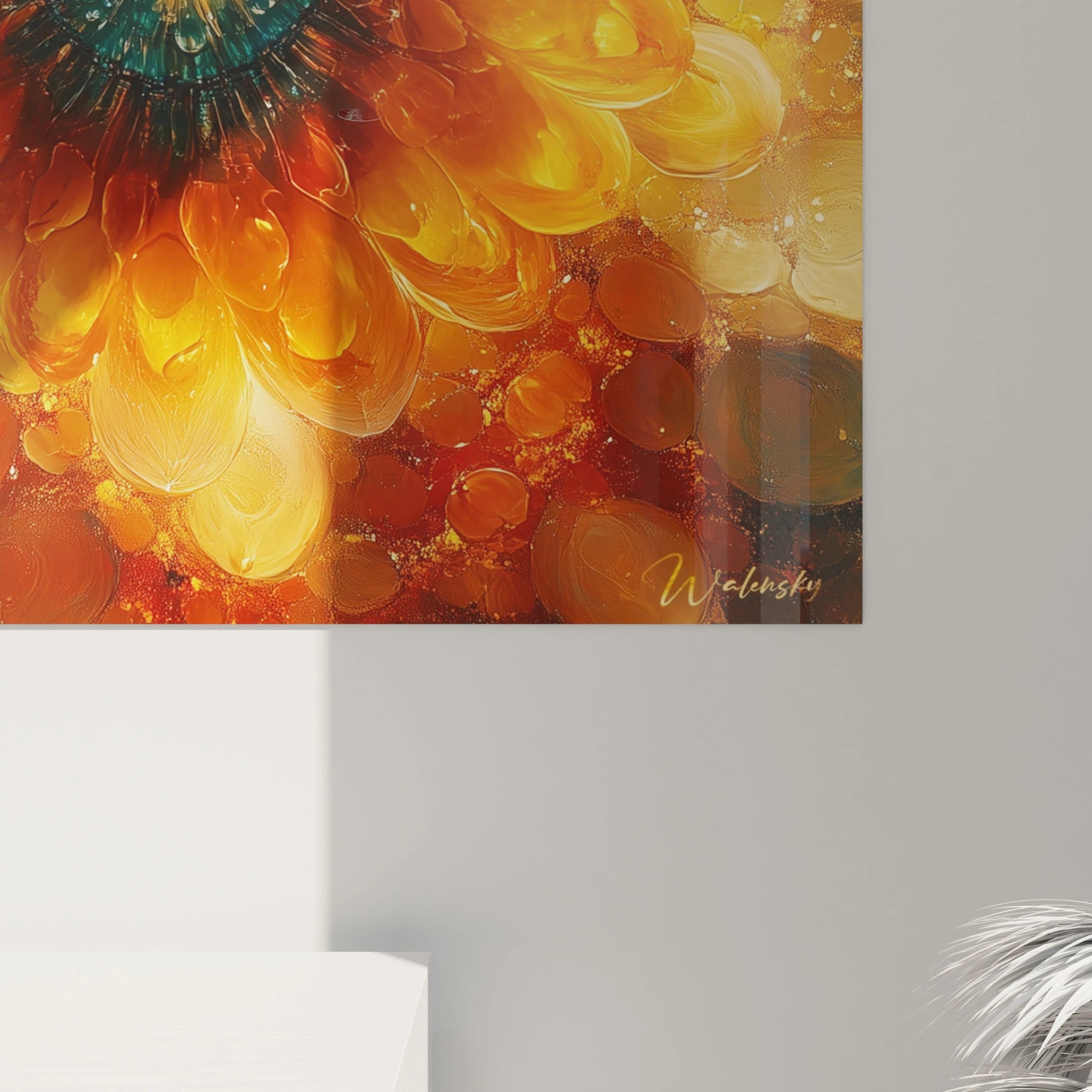 Tableau Soleil Incandescent Orange - édition fleurs abstraite - Walensky