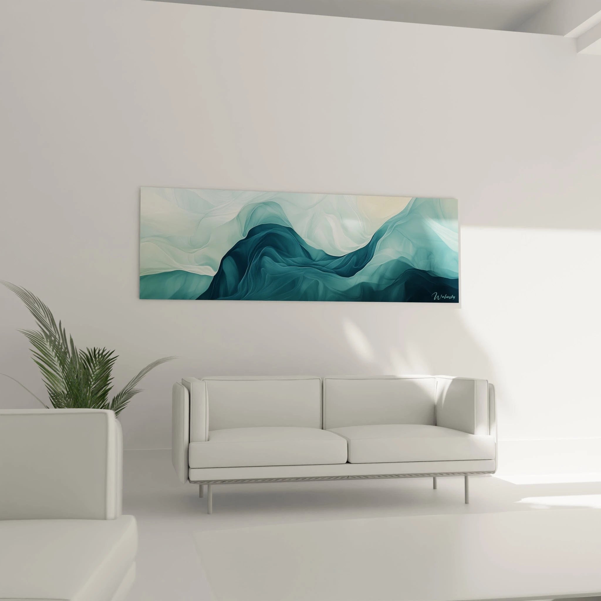 Tableau Expressionniste Abstrait de Walensky en nuances de bleu, parfait pour une décoration moderne