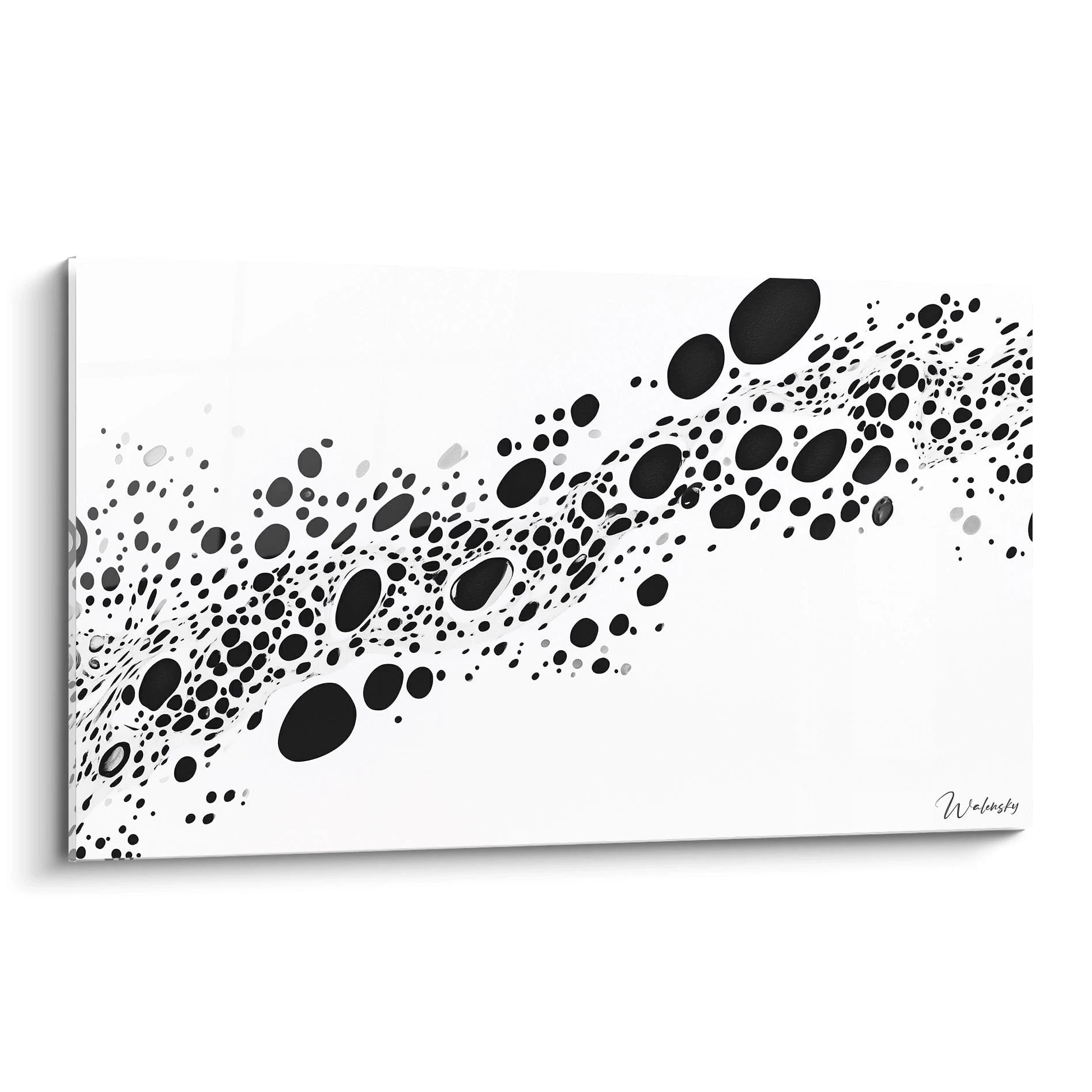 Tableau tacheté noir et blanc de Walensky avec motifs abstraits et modernes